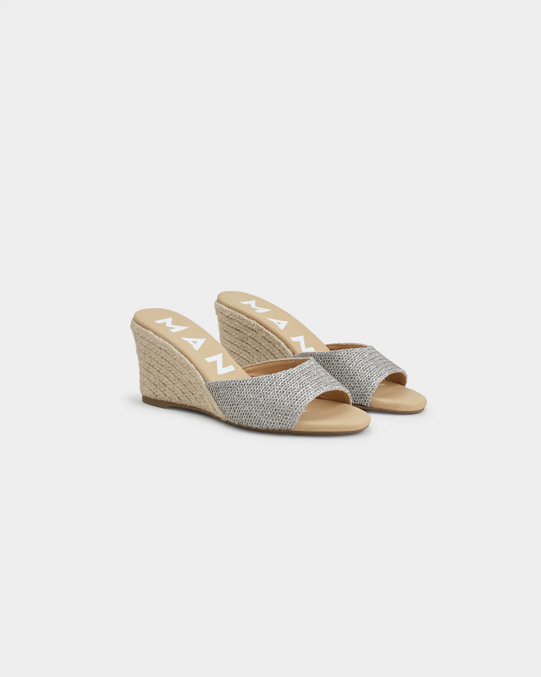 Metallic Weaving Mule Wedge Espadrilles - Z92WZ - Monaco - Silver - Image 3