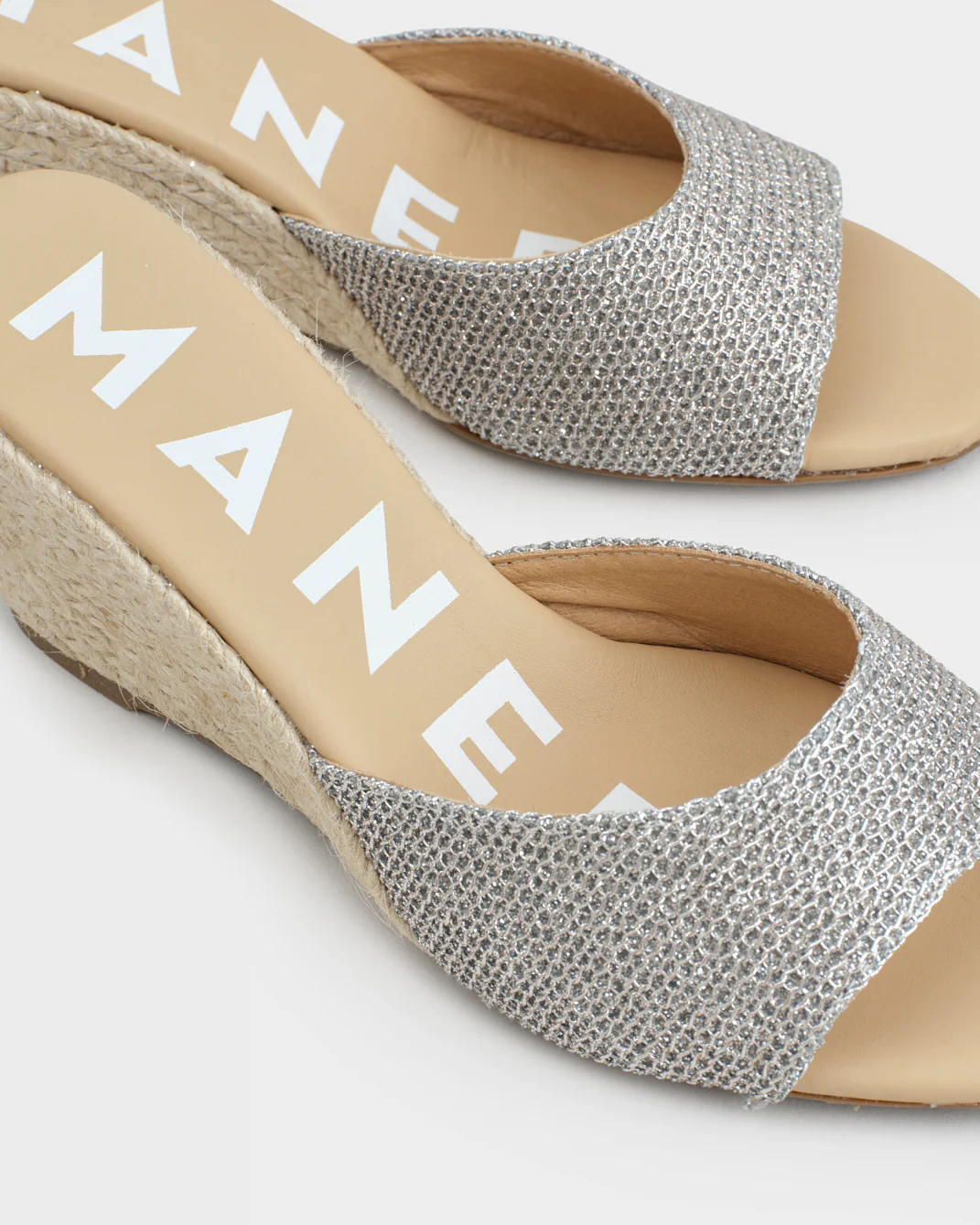 Metallic Weaving Mule Wedge Espadrilles - Z92WZ - Monaco - Silver - Image 4
