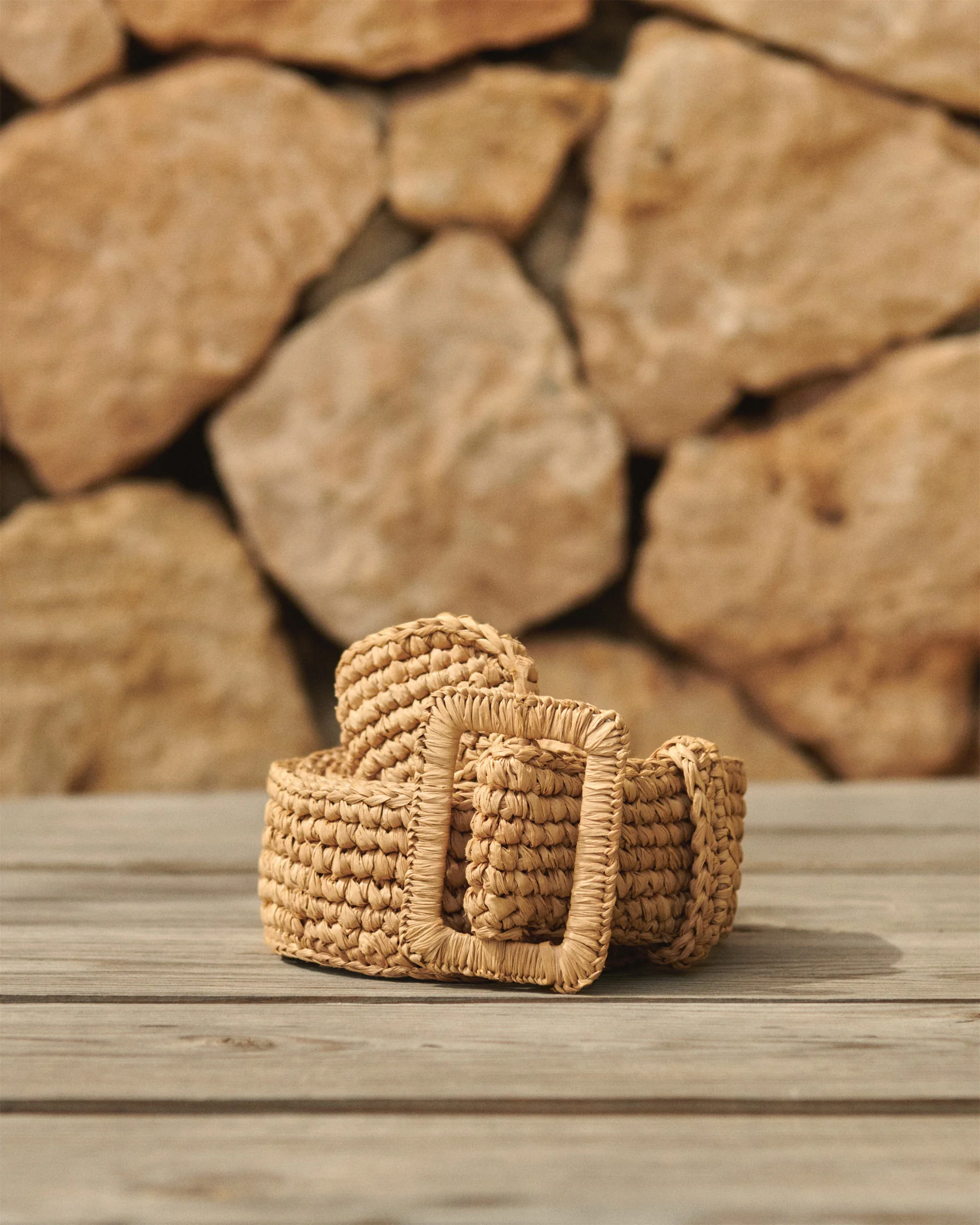 Raffia Belt - V22CM - Squared Buckle Tan - Image 4