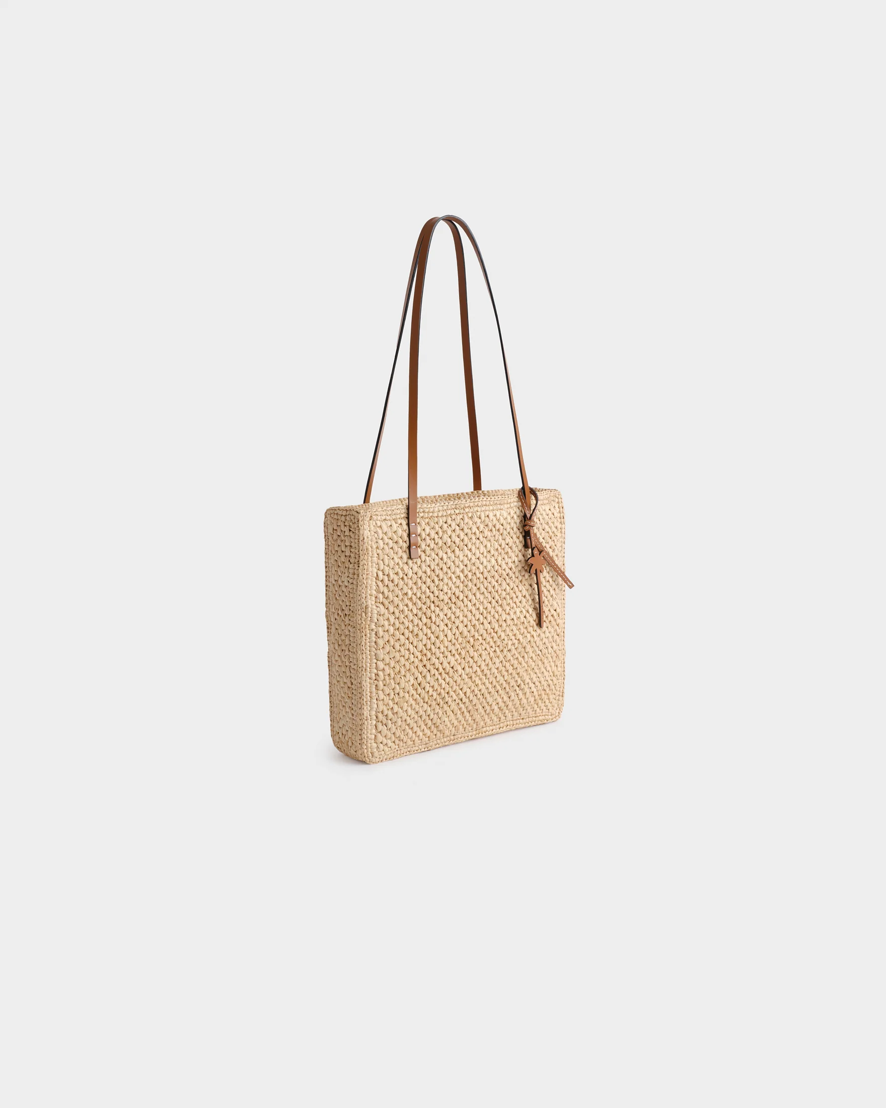 Natural Raffia Inez Bag - V88UY - Natural And Tan Leather - Image 2