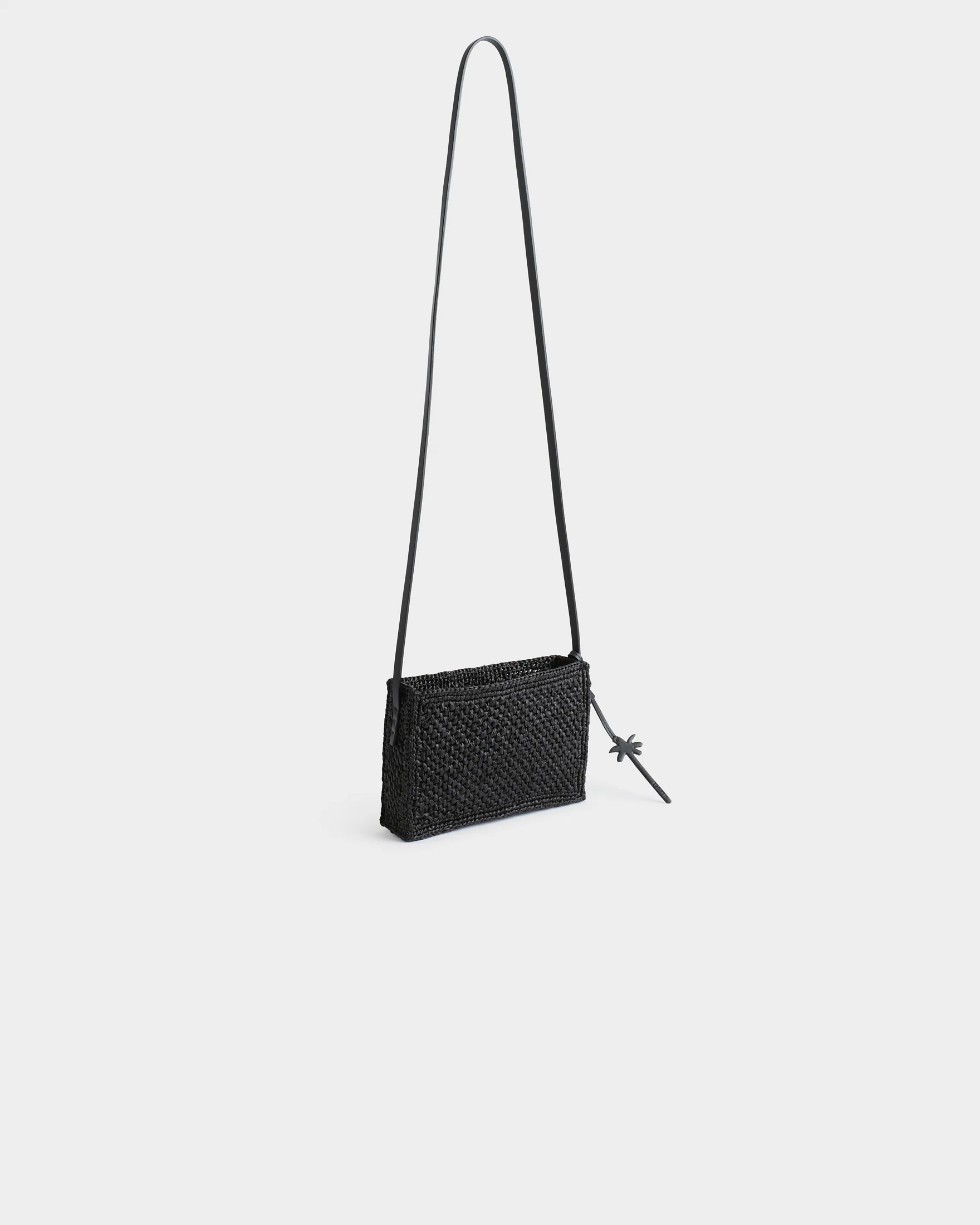 Natural Raffia Inez Bag Small - V54UZ - Black And Black Leather Crossbody - Image 2