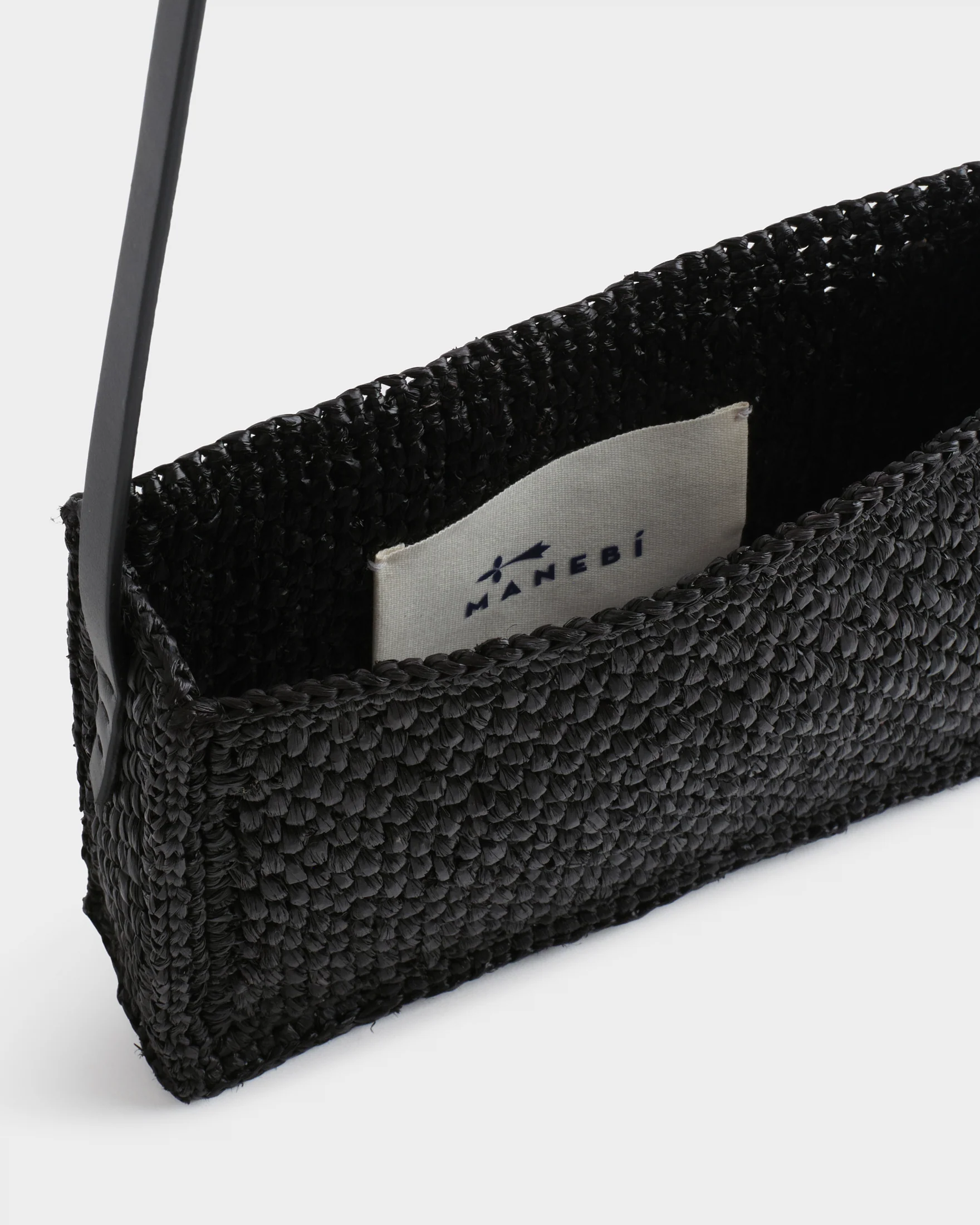Natural Raffia Inez Bag Small - V54UZ - Black And Black Leather Crossbody - Image 3