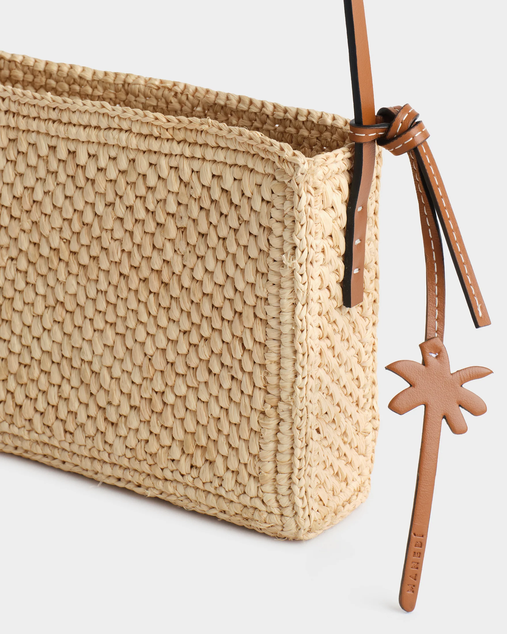 Natural Raffia Inez Bag Small - V89UZ - Natural And Tan Leather Crossbody - Image 3