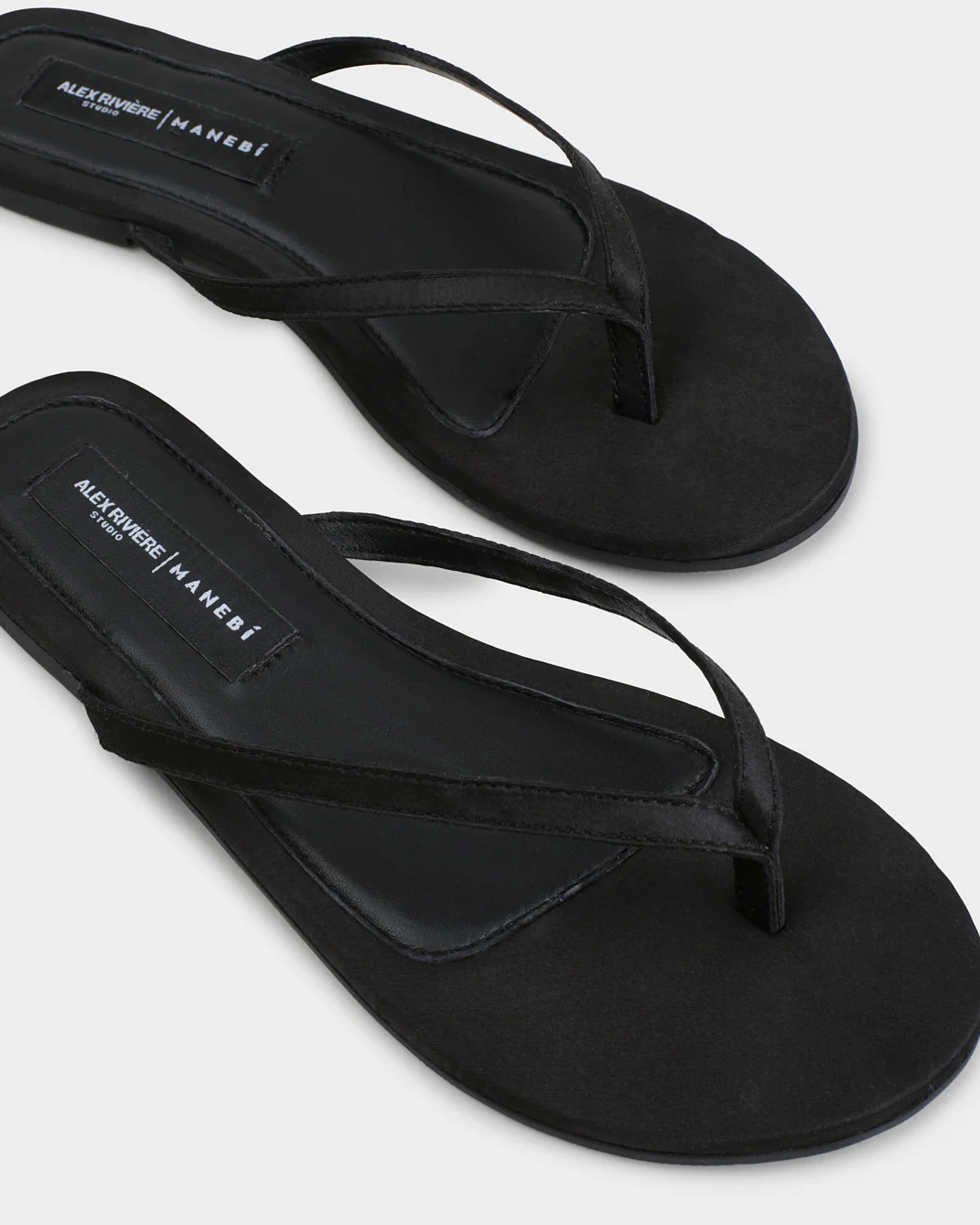 Phoebe Satin Thong Sandals - M84Y0 - Alex Rivière Studio X Manebí - Black - Image 4