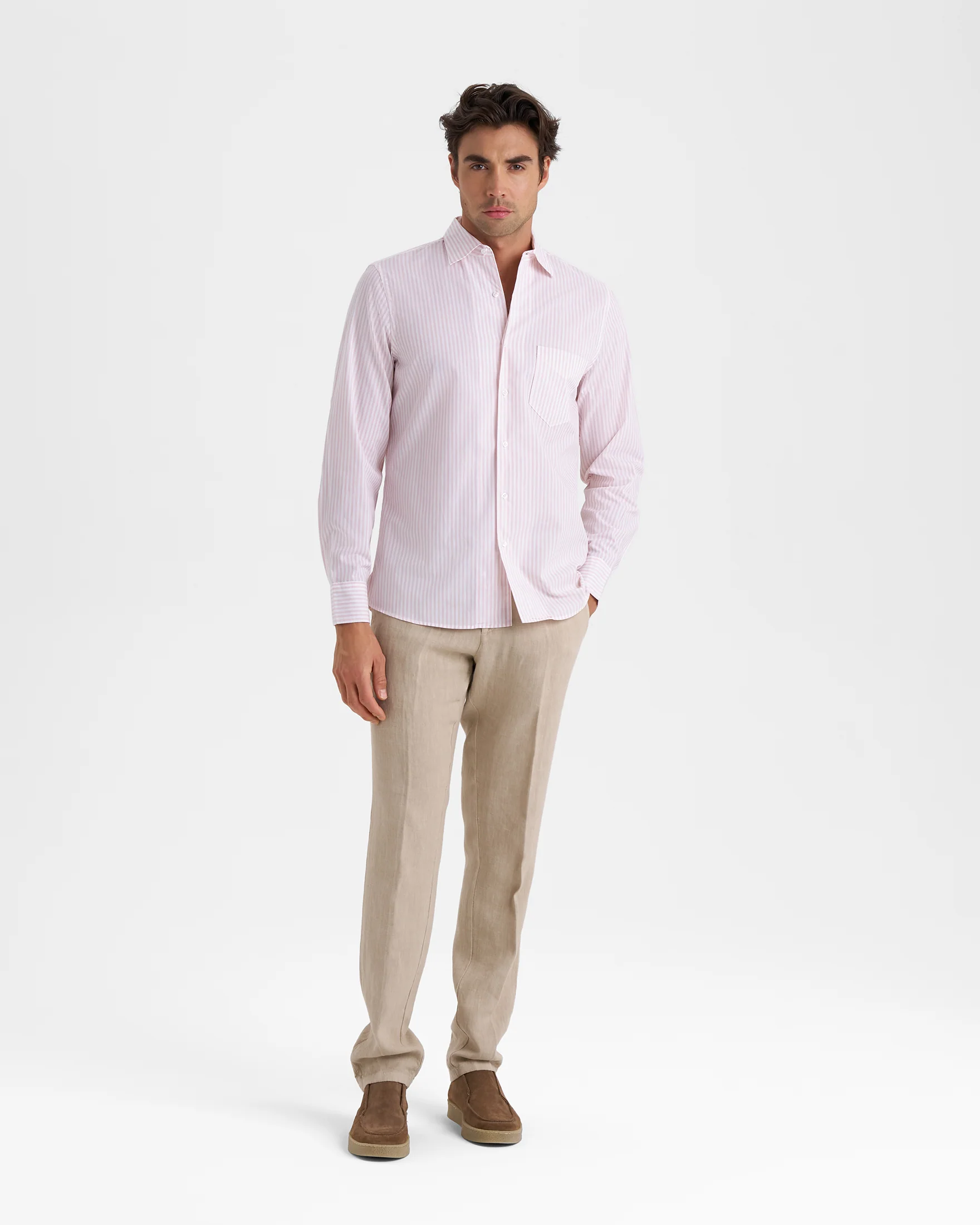 Popeline Panama Shirt - C46PA - Pink And White Watercolor Stripes - Image 2