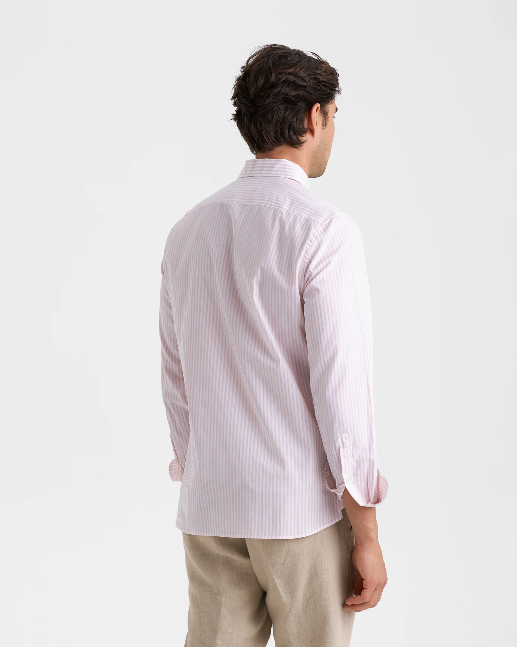 Popeline Panama Shirt - C46PA - Pink And White Watercolor Stripes - Image 4