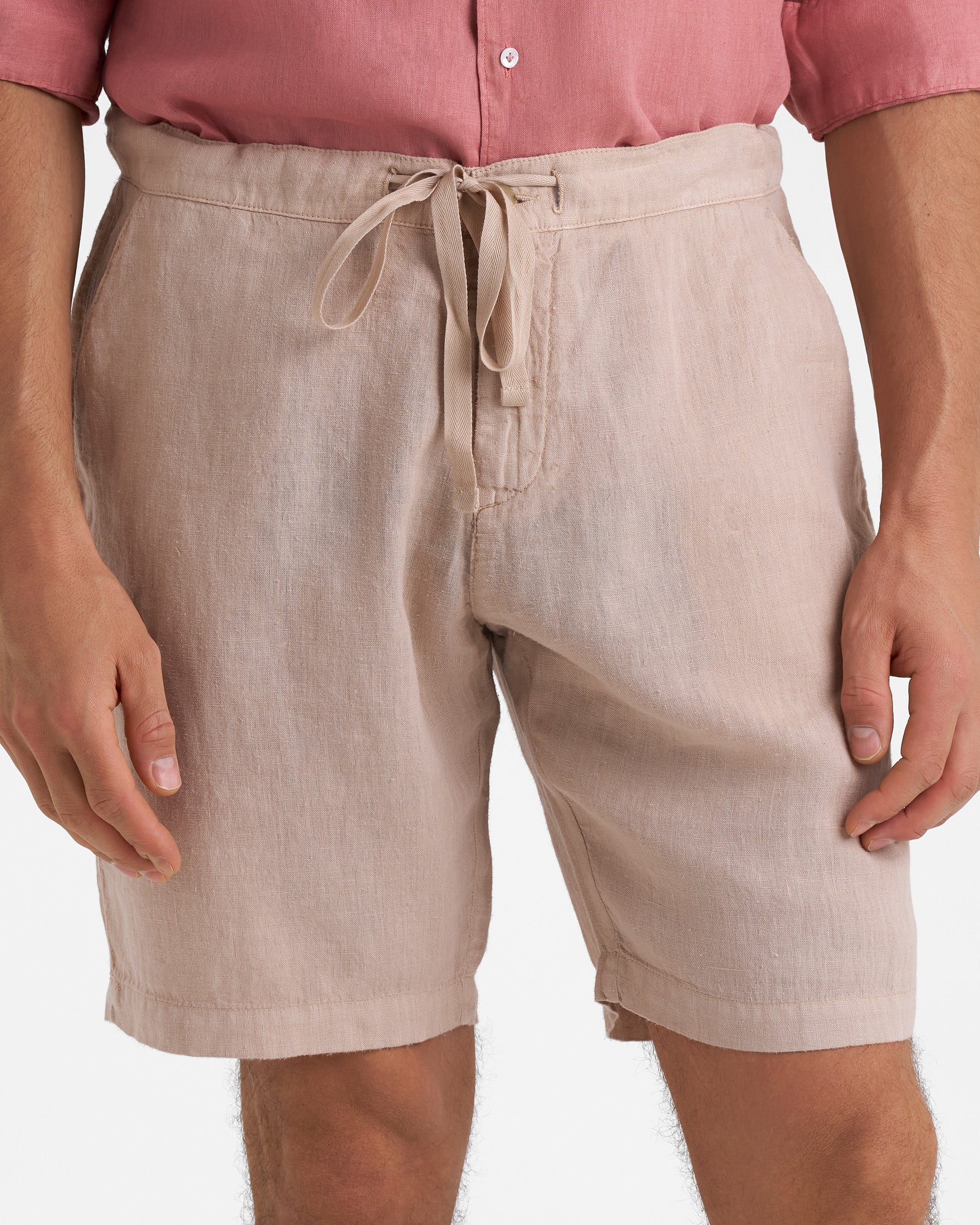 Washed Linen Positano Shorts - K31MP - Kaki Beige - Image 3