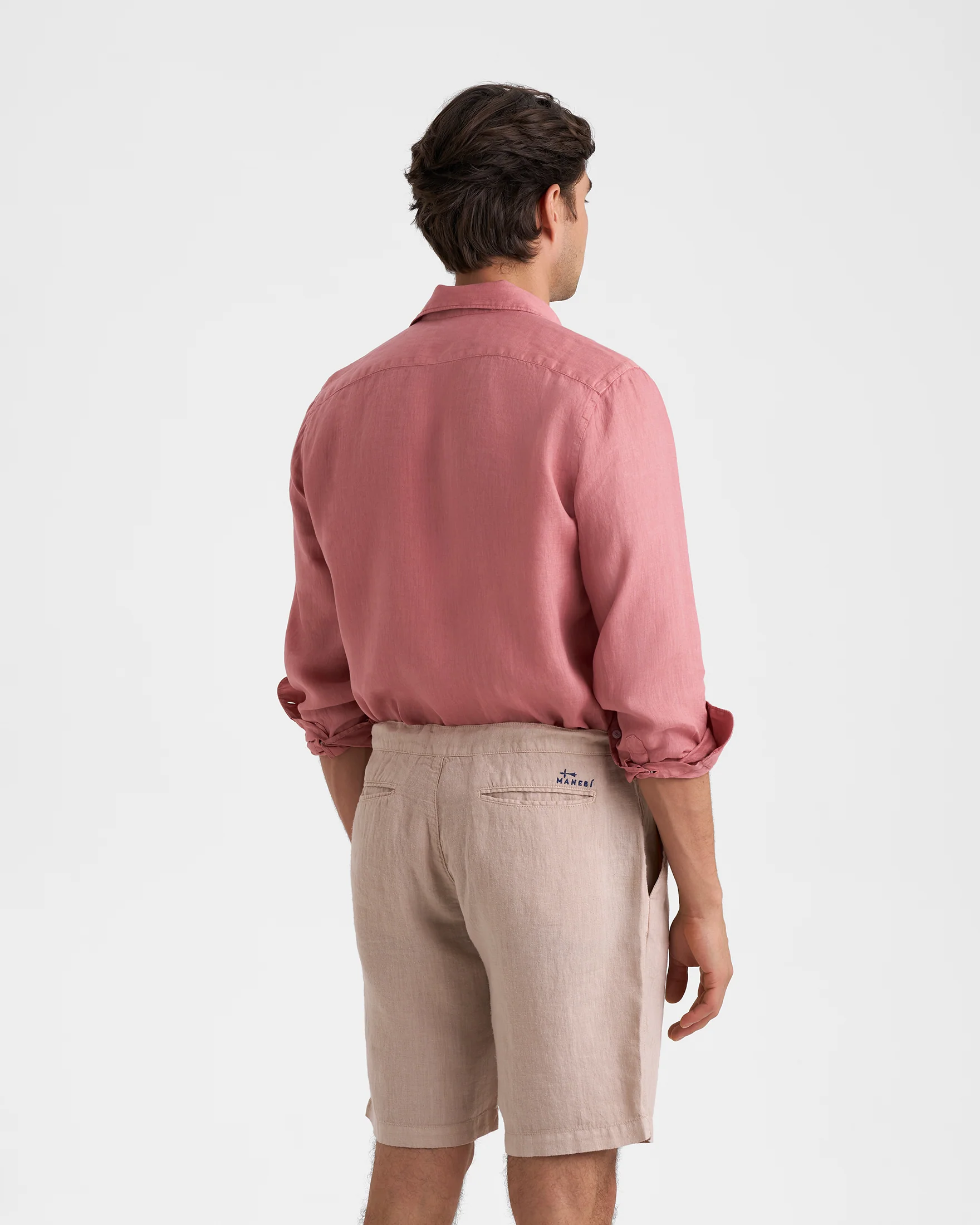 Washed Linen Positano Shorts - K31MP - Kaki Beige - Image 4