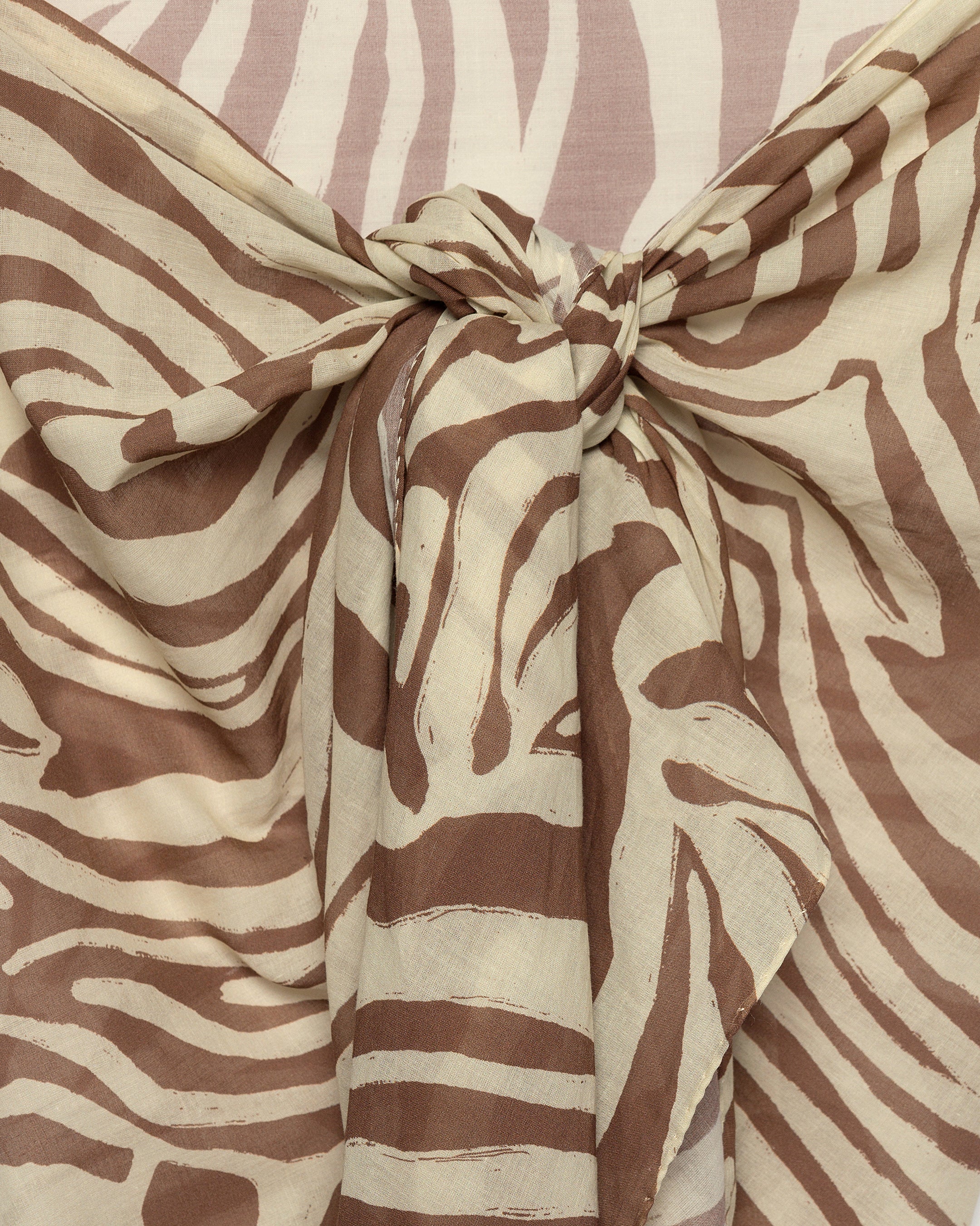 Printed Cotton Arielle Sarong - V84CG - Sand Zebra - Image 5