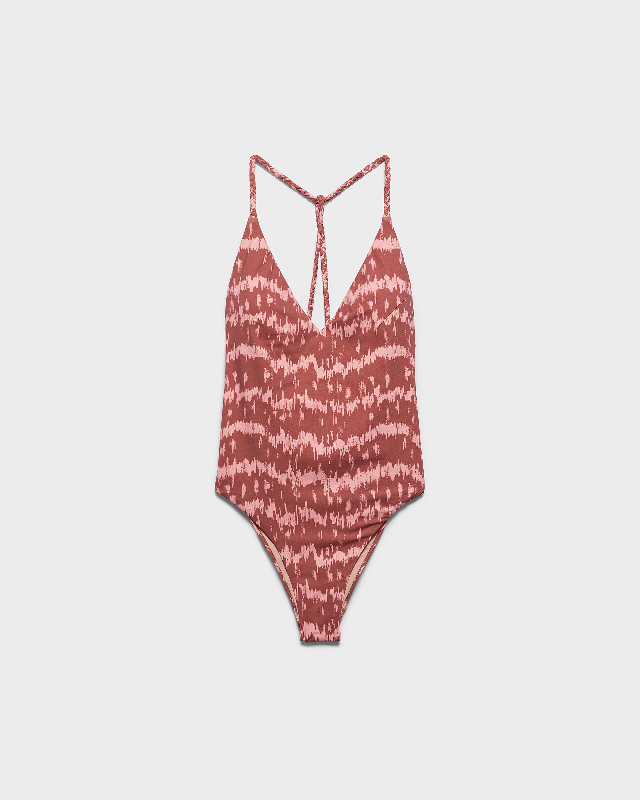 Knotted Braided One Piece - T18TJ - Rust Ikat Waves