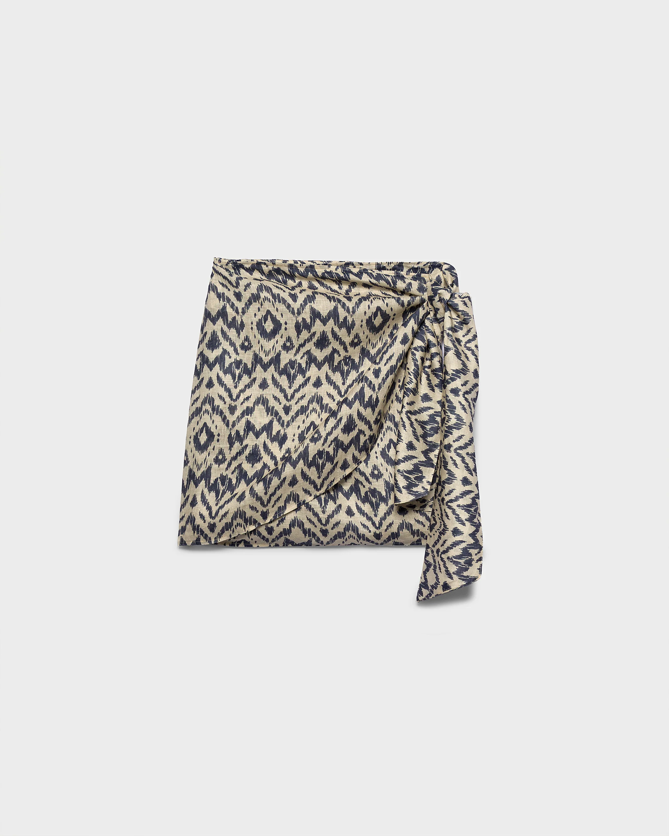 Printed Linen Azul Skirt - L86KY - Ocean Ikat - Image 5