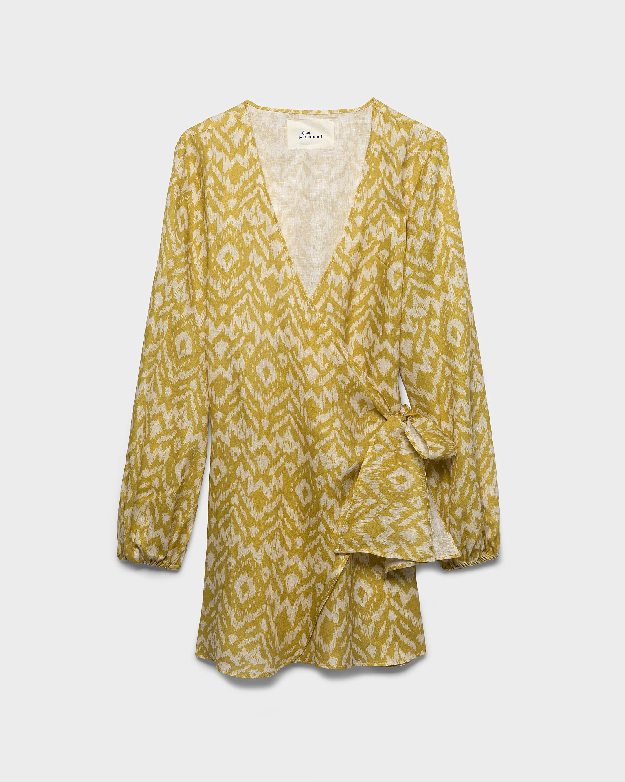 Printed Linen Biarritz Dress - L87BZ - Amber Sky Ikat - Image 5
