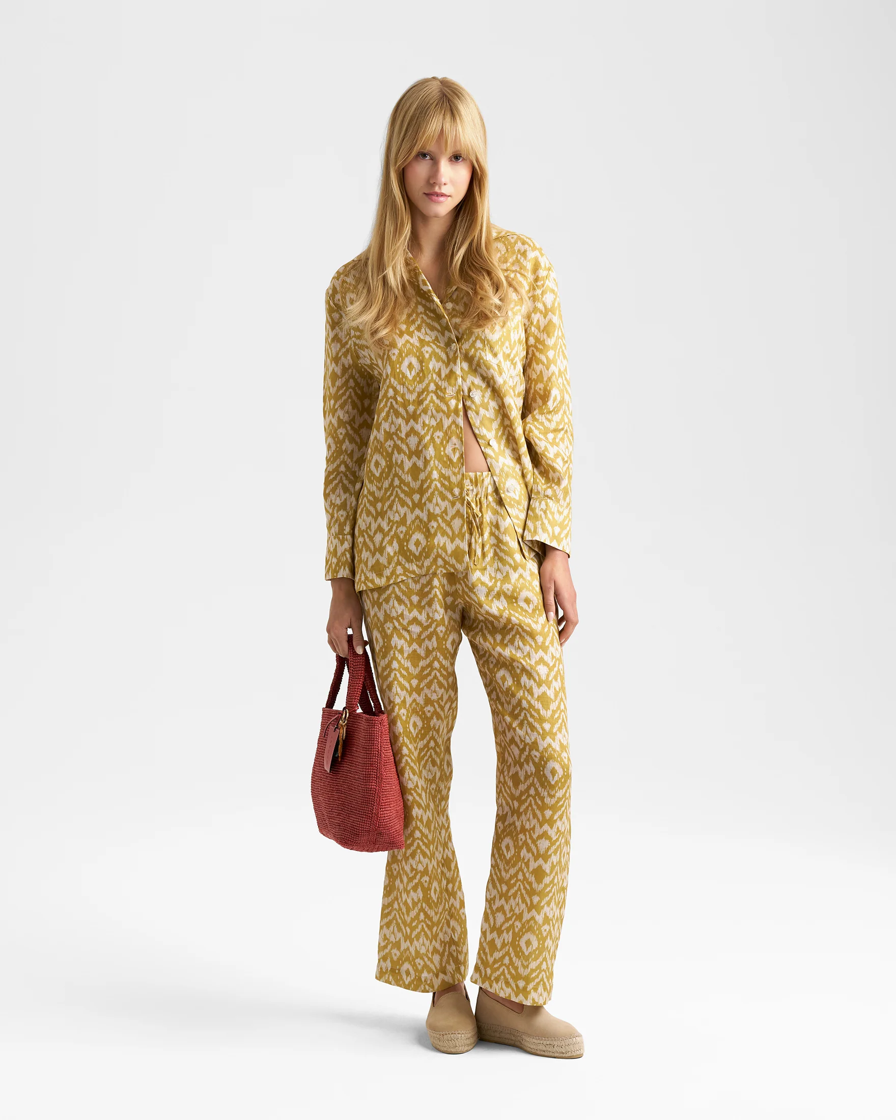 Printed Linen Natal Shirt - L87NA - Amber Sky Ikat - Image 2