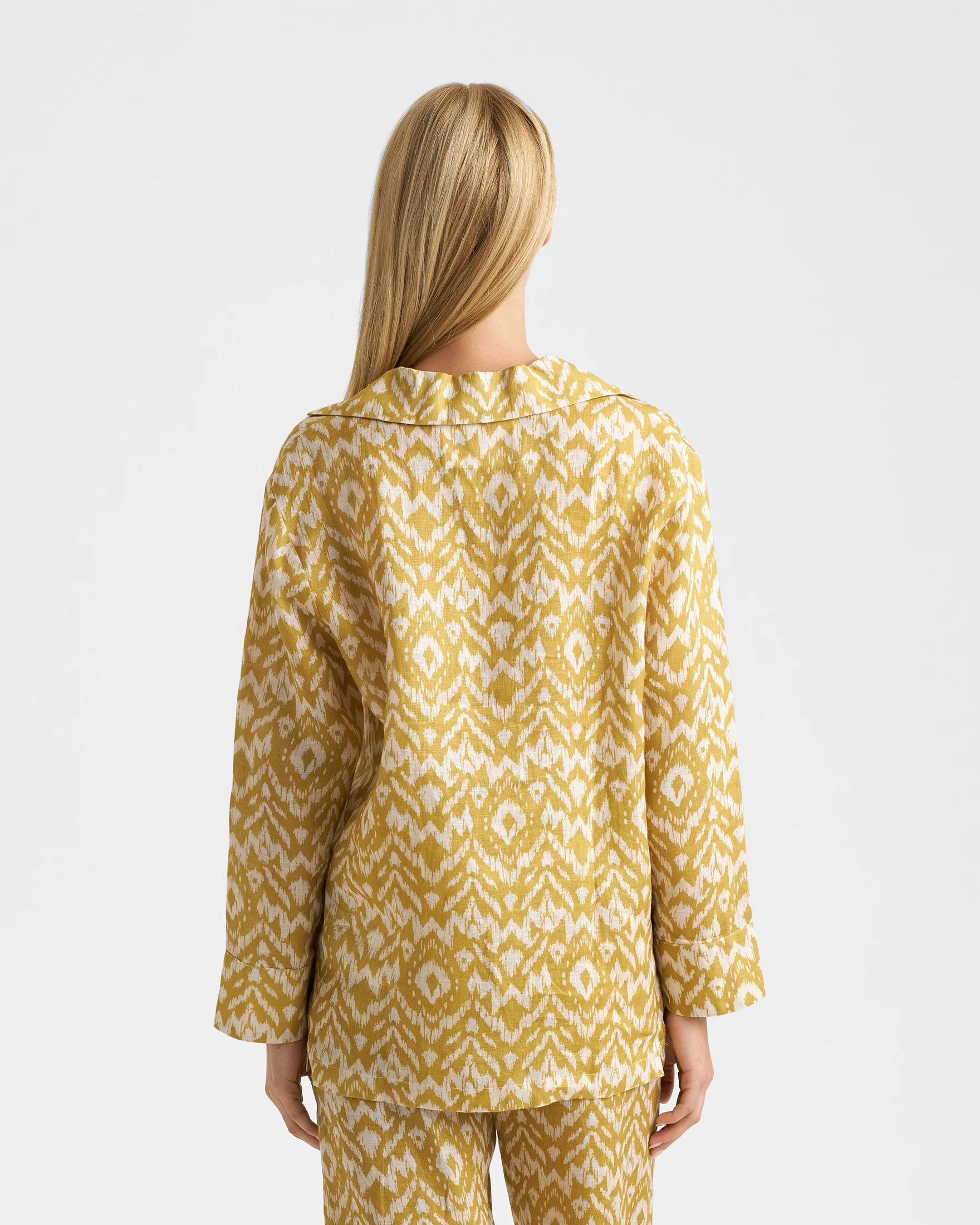 Printed Linen Natal Shirt - L87NA - Amber Sky Ikat - Image 4