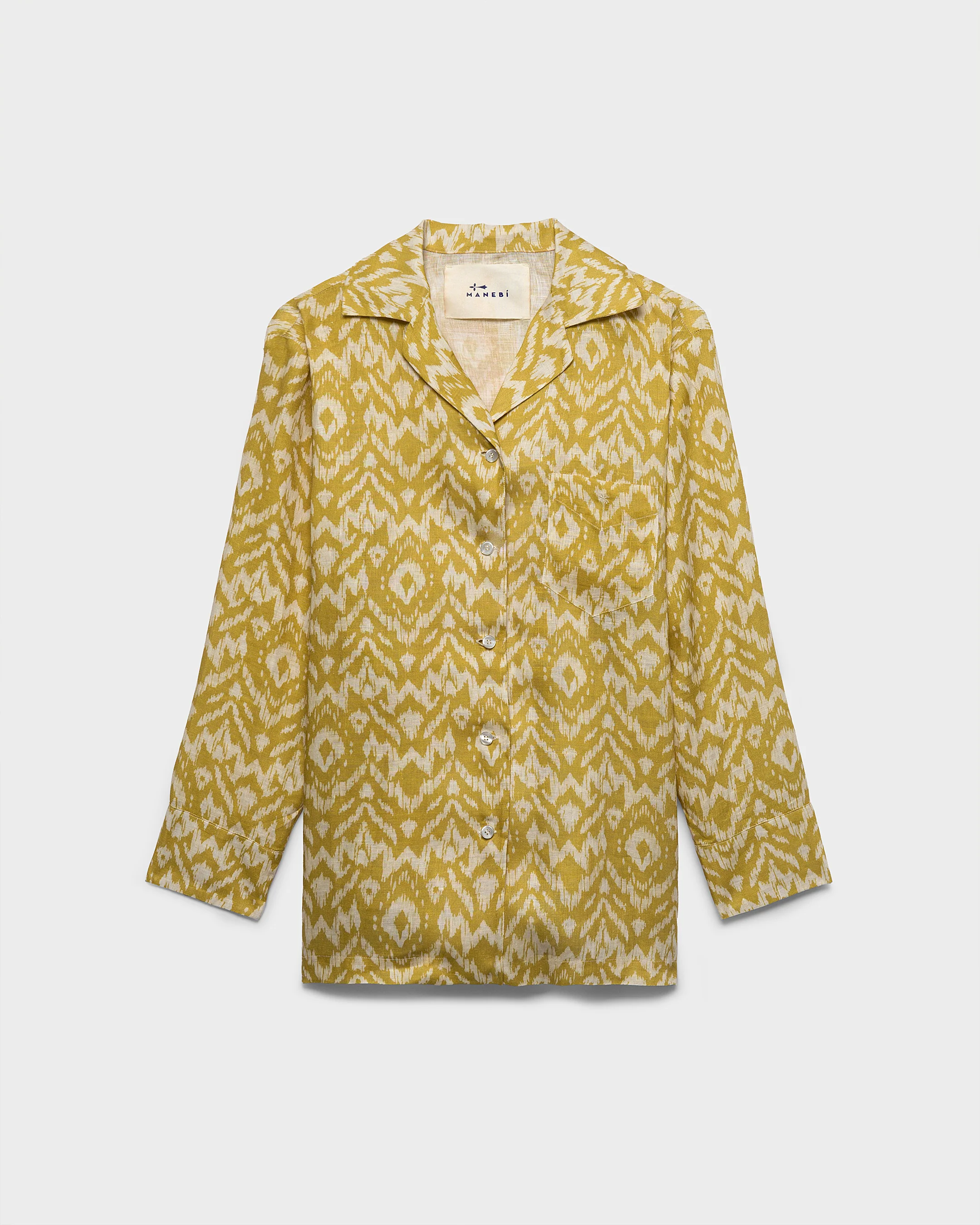 Printed Linen Natal Shirt - L87NA - Amber Sky Ikat - Image 5