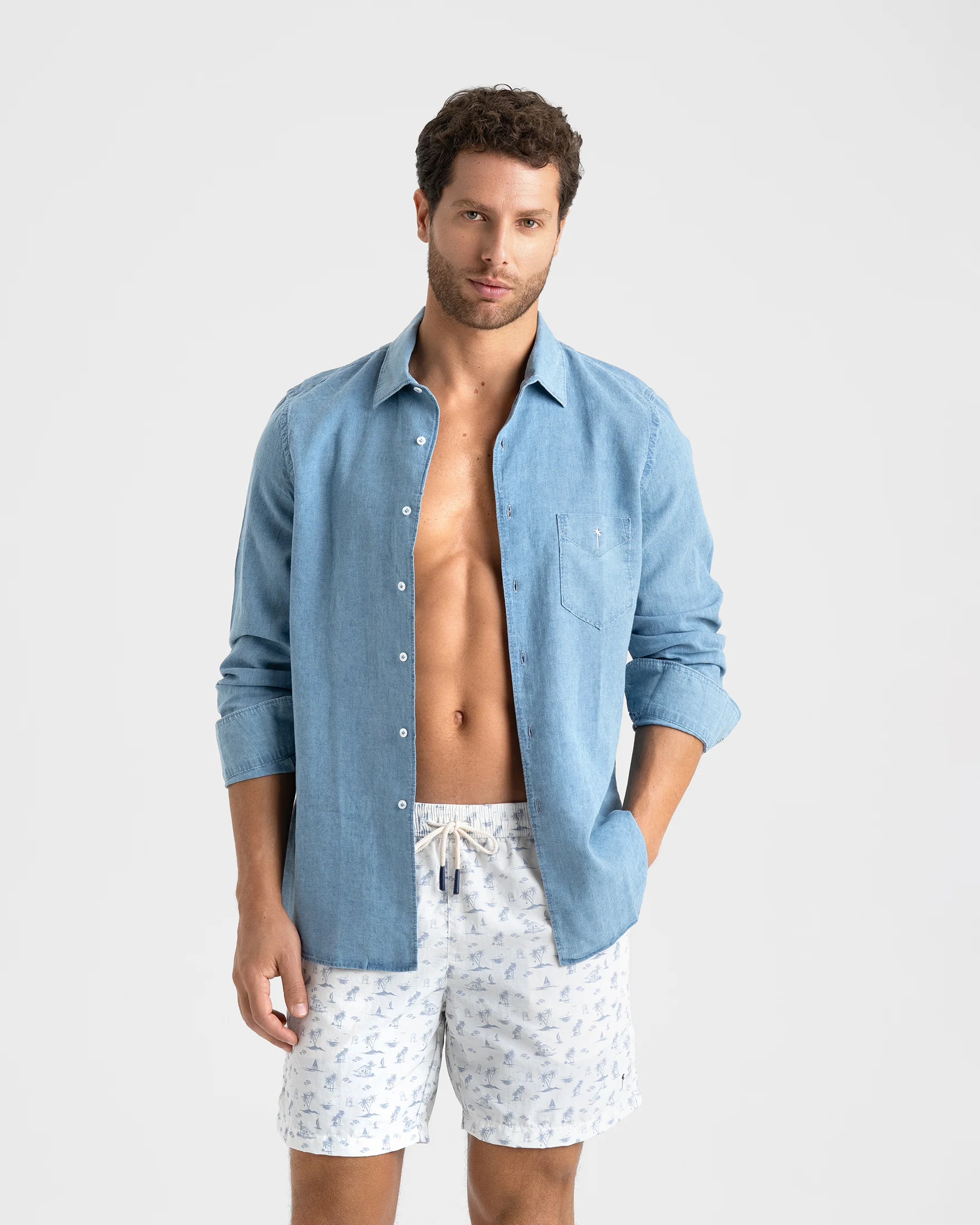 Printed Nylon Swim Shorts - B89PM - Eggnogg Tropical Toile - Image 3
