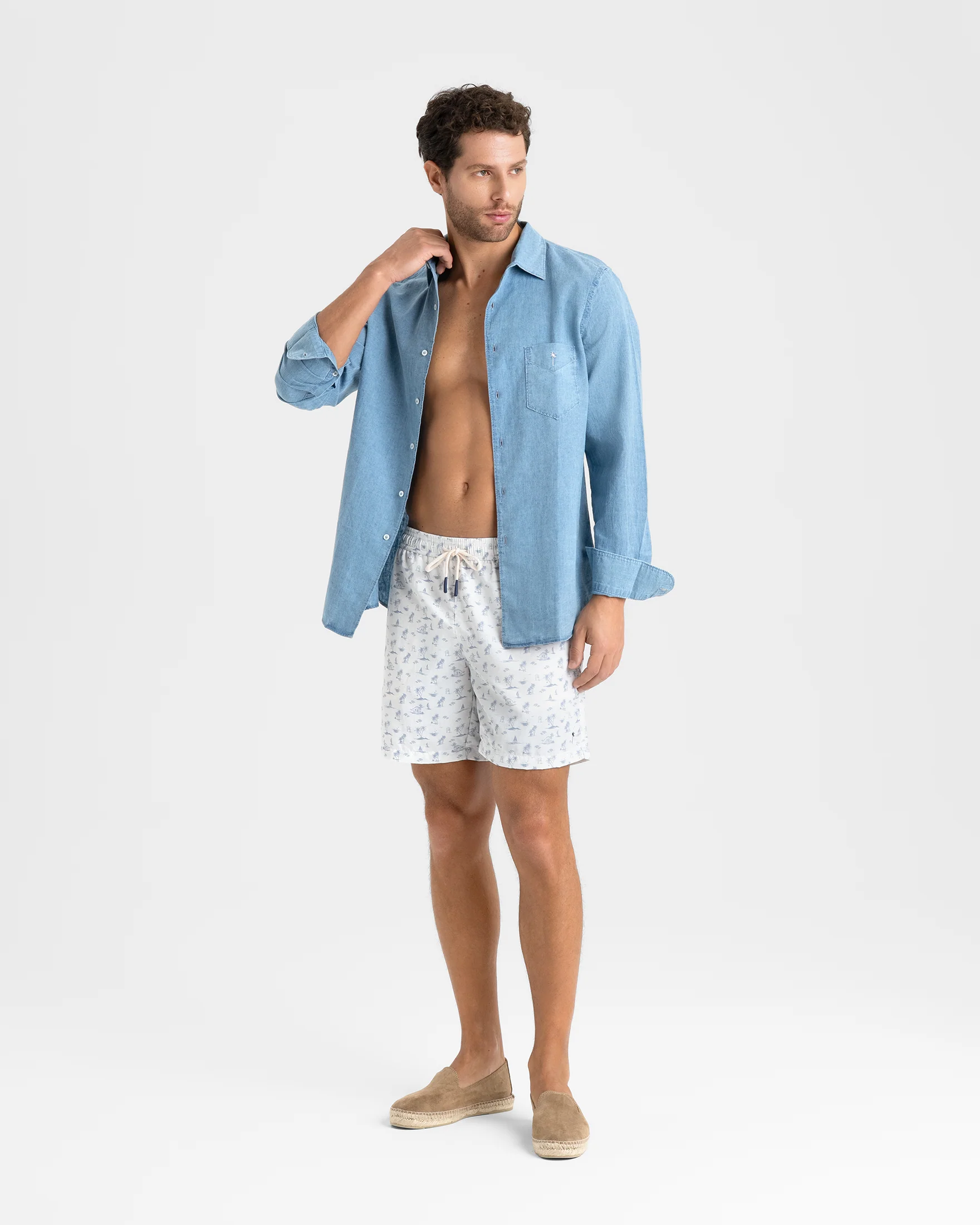 Printed Nylon Swim Shorts - B89PM - Eggnogg Tropical Toile - Image 4