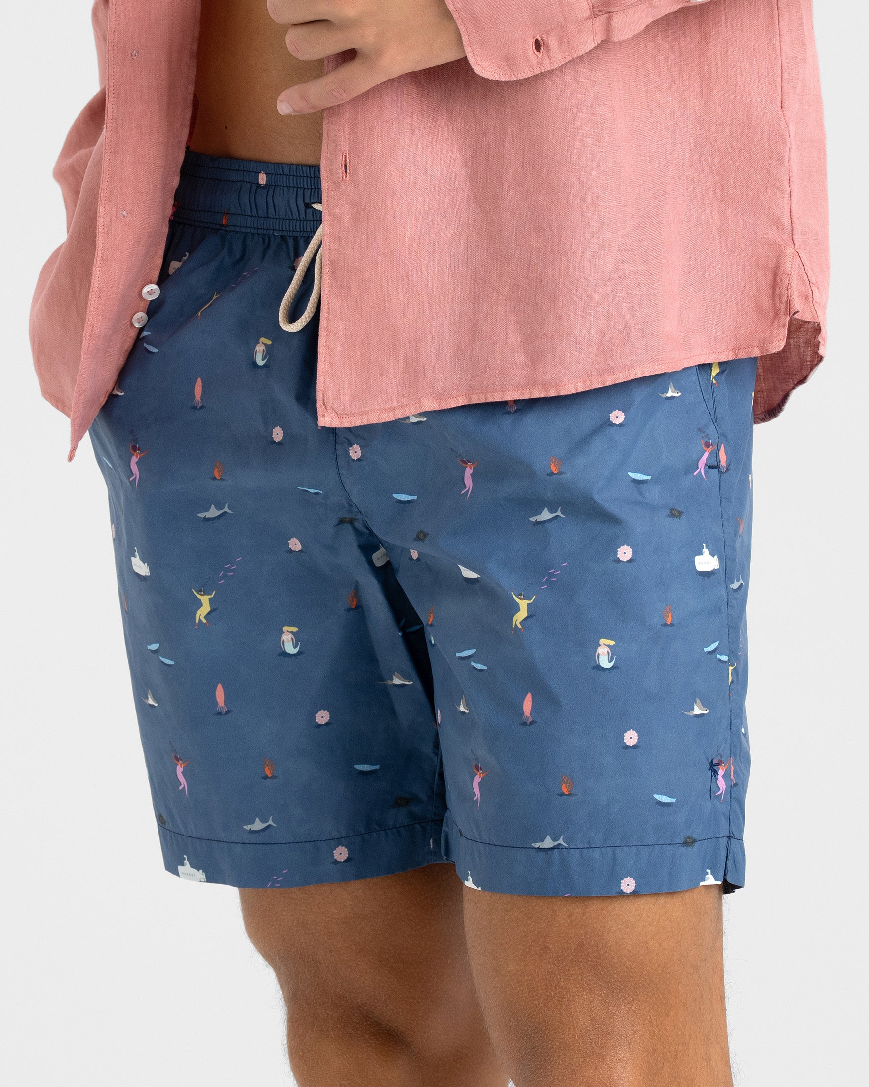 Printed Recycled Ultra Light Swim Shorts - B86PM - Fishes In The Sea - Image 2