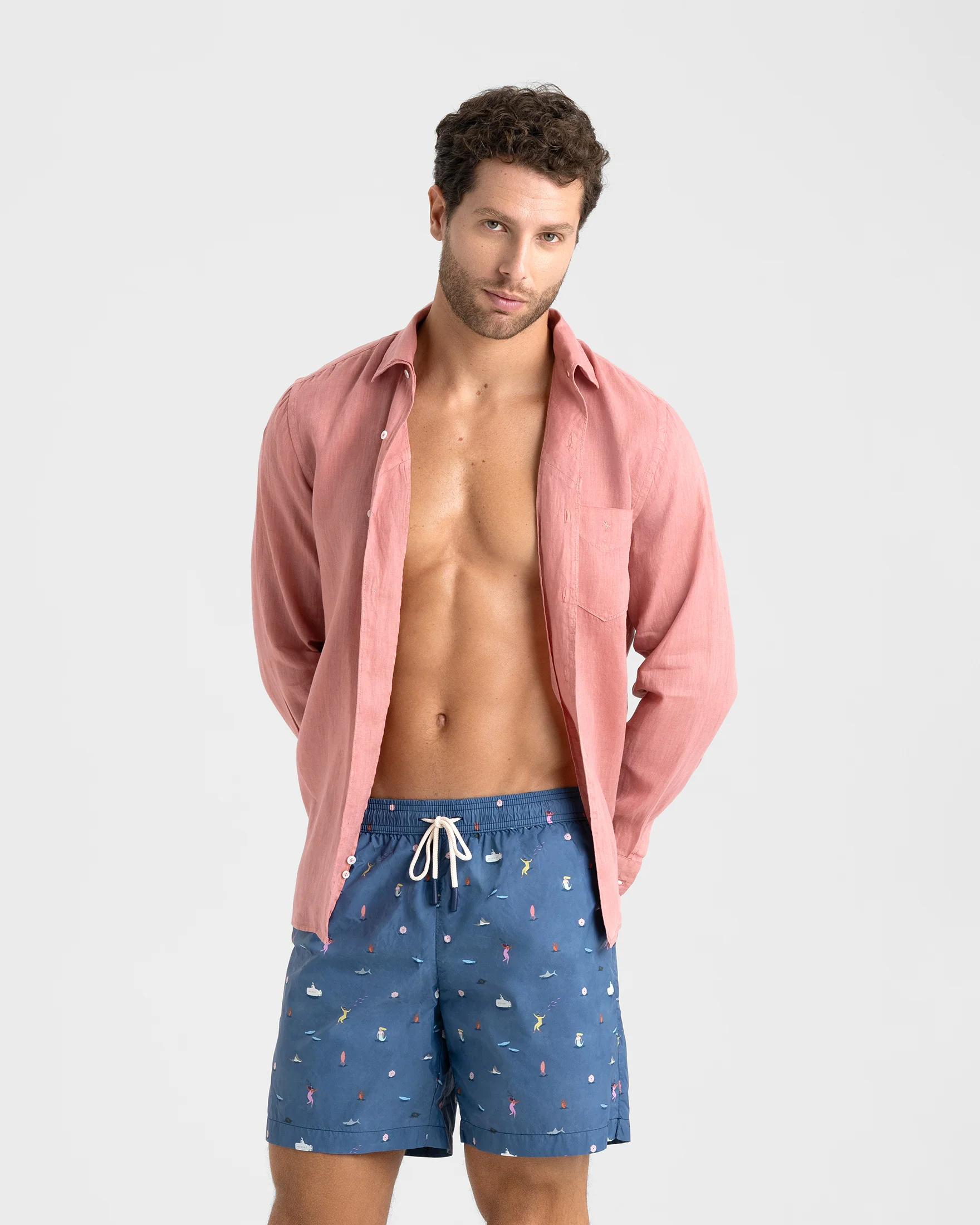 Printed Recycled Ultra Light Swim Shorts - B86PM - Fishes In The Sea - Image 3