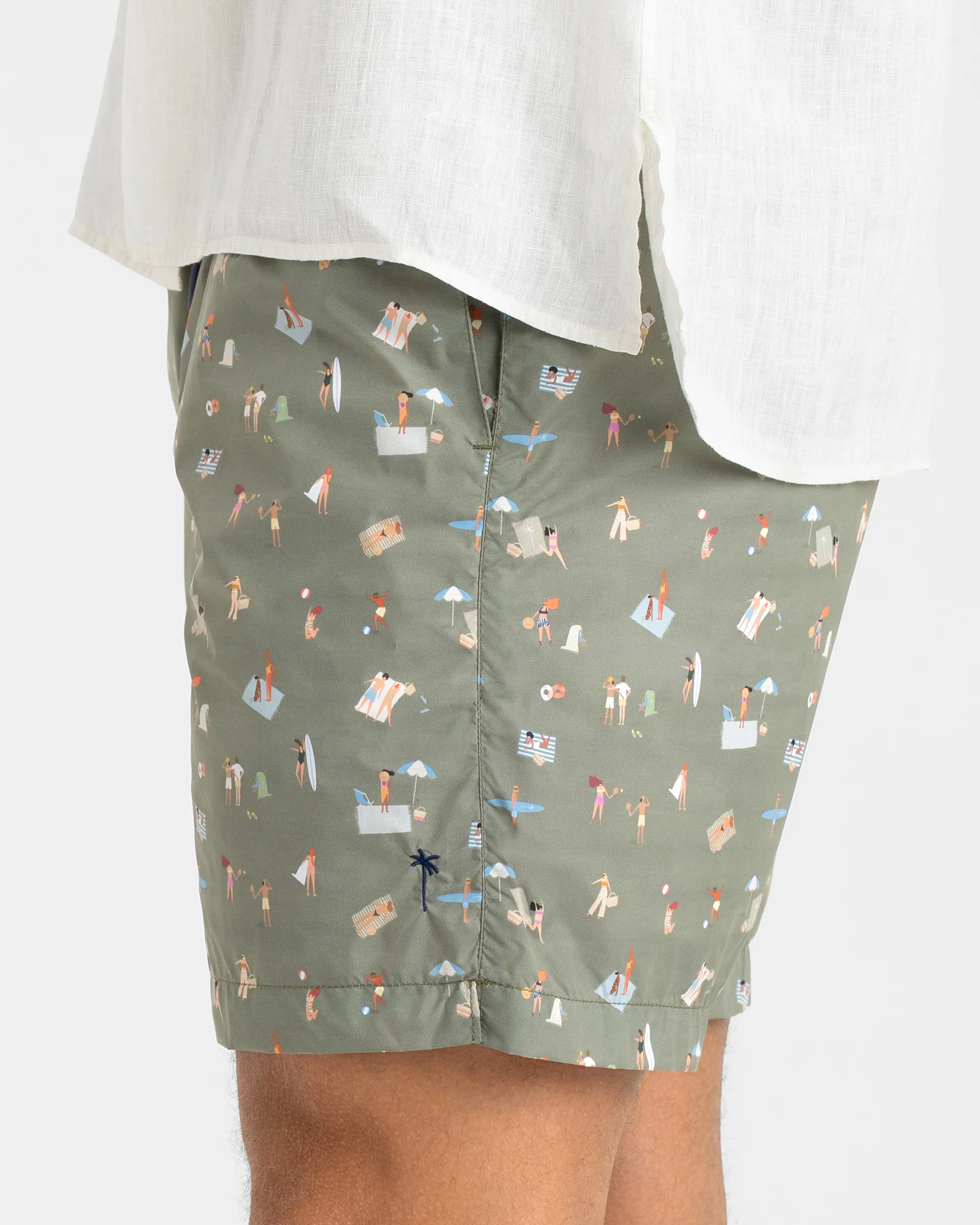 Printed Recycled Ultra Light Swim Shorts - B85PM - Kids At The Green Beach - Image 2