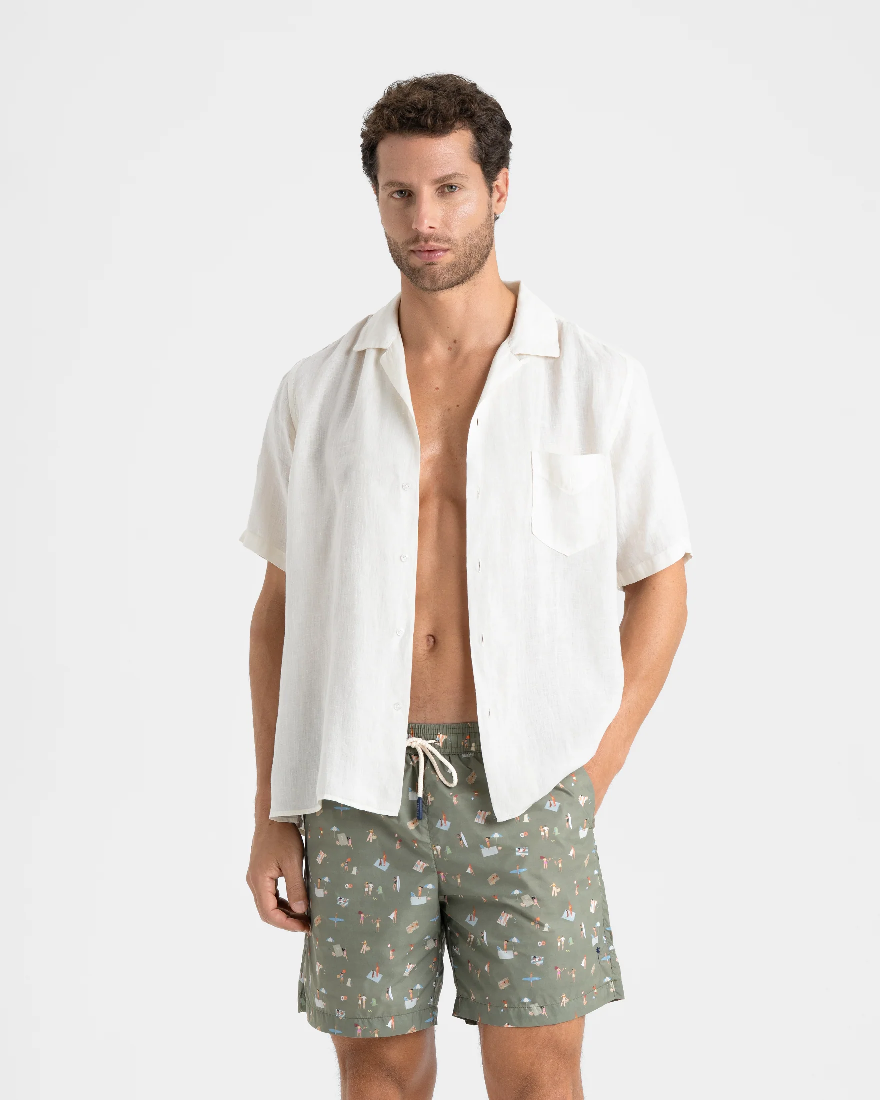 Printed Recycled Ultra Light Swim Shorts - B85PM - Kids At The Green Beach - Image 3