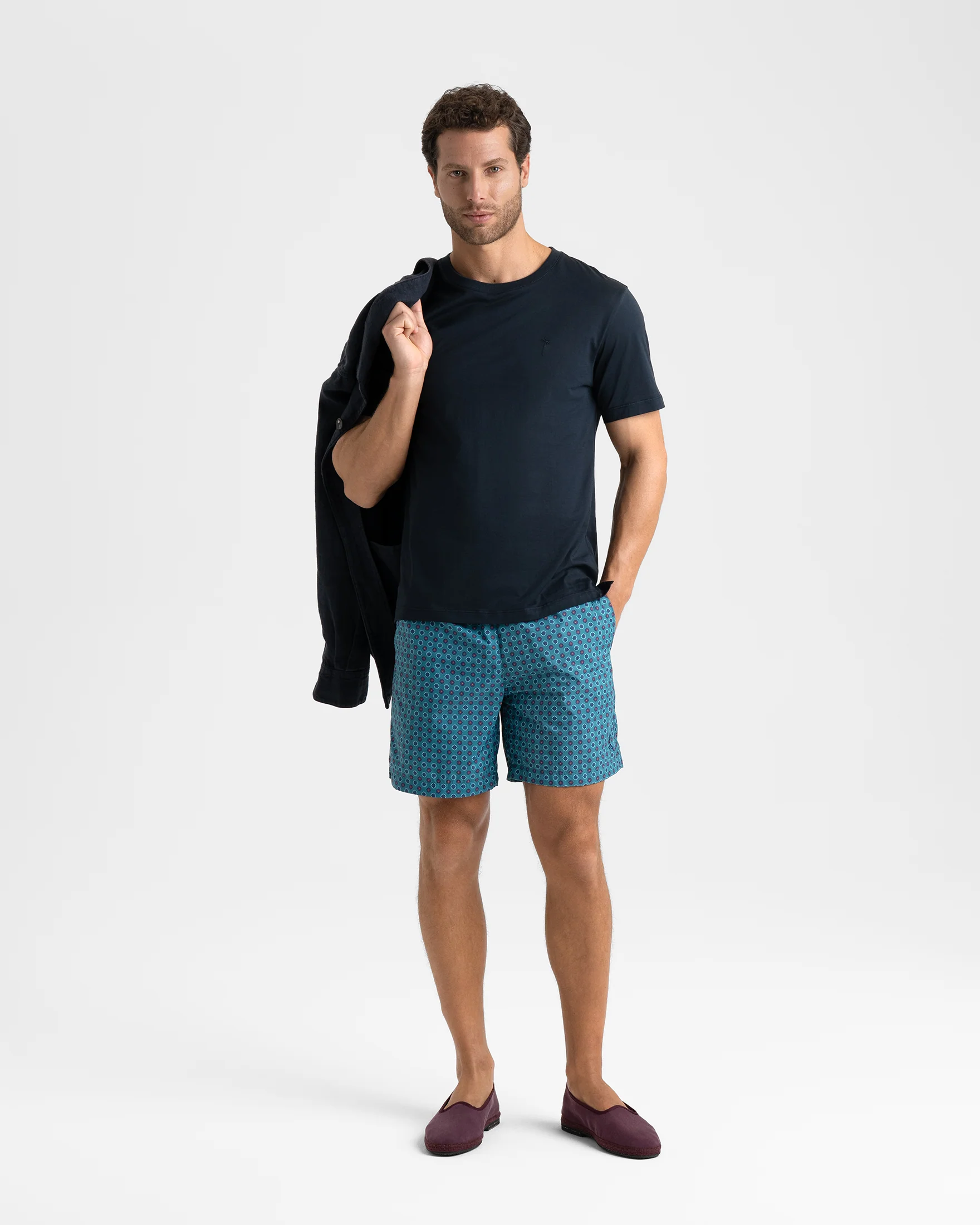 Ciro Printed Recycled Ultra Light Swim Shorts - B77PM - Micro Flowers On Indigo - Image 4