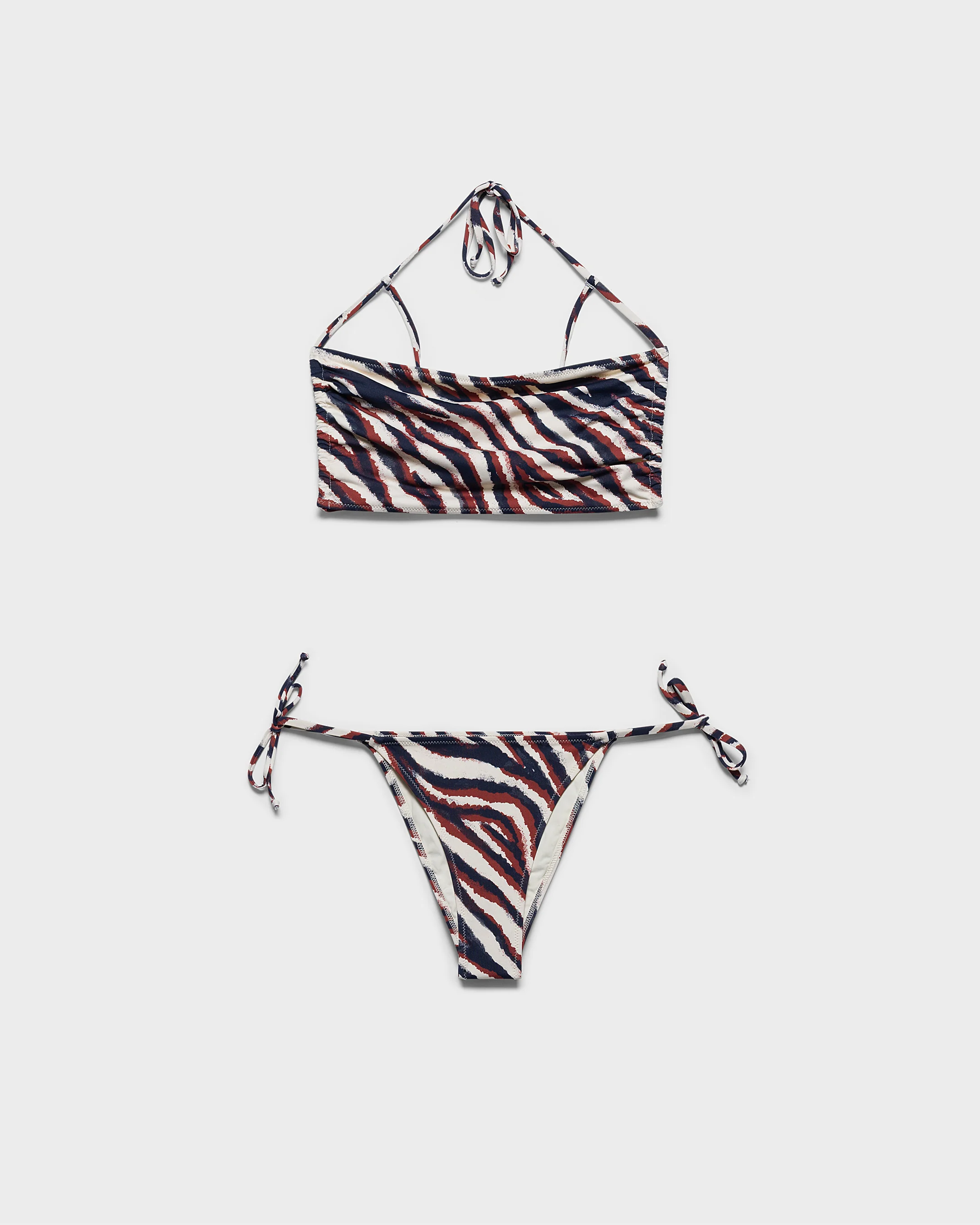 Ruffled Bandeau Bikini - T20UC - Terracotta Zebra