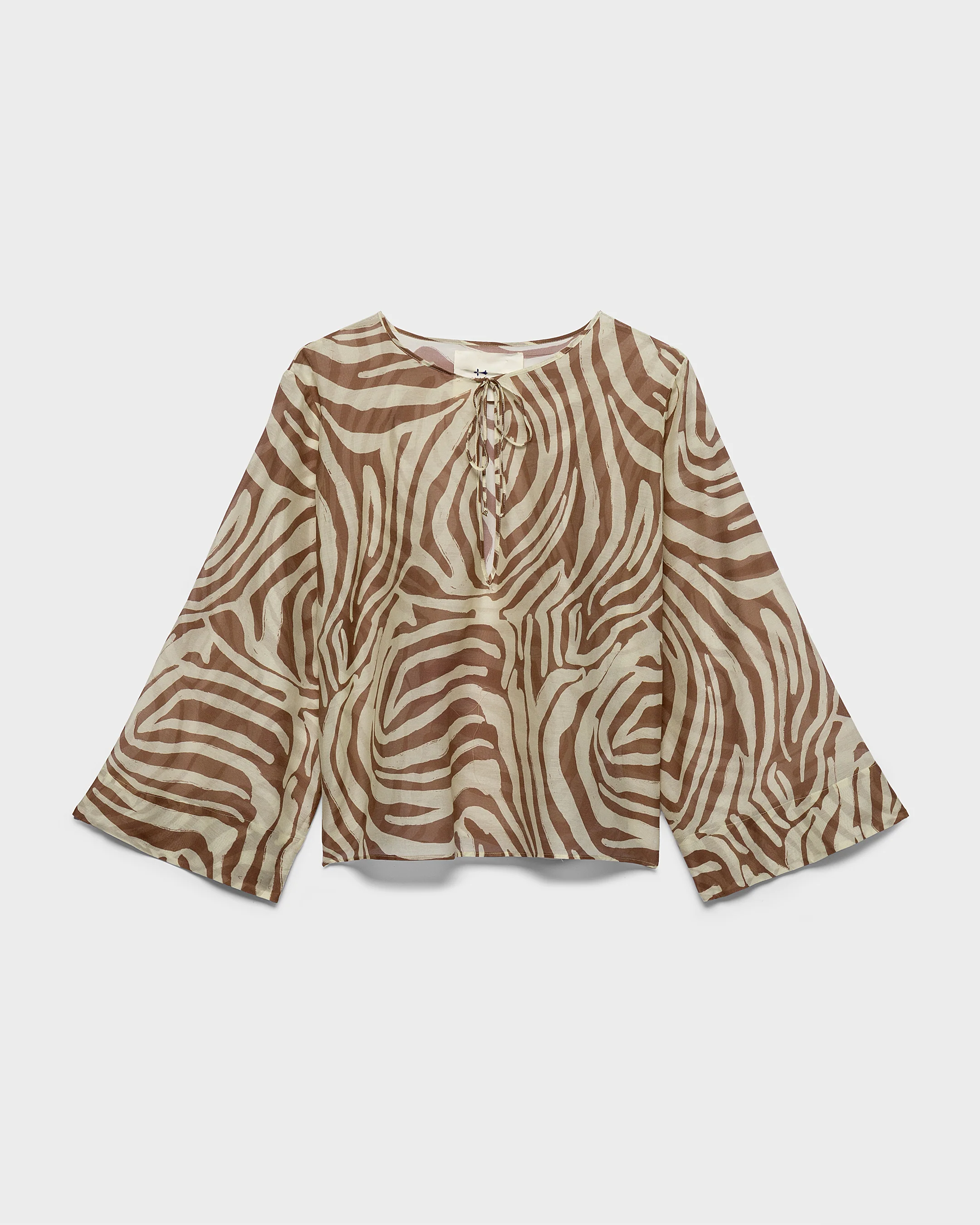 Printed Silk Cotton Voile Aventura Shirt - V84DY - Sand Zebra - Image 4