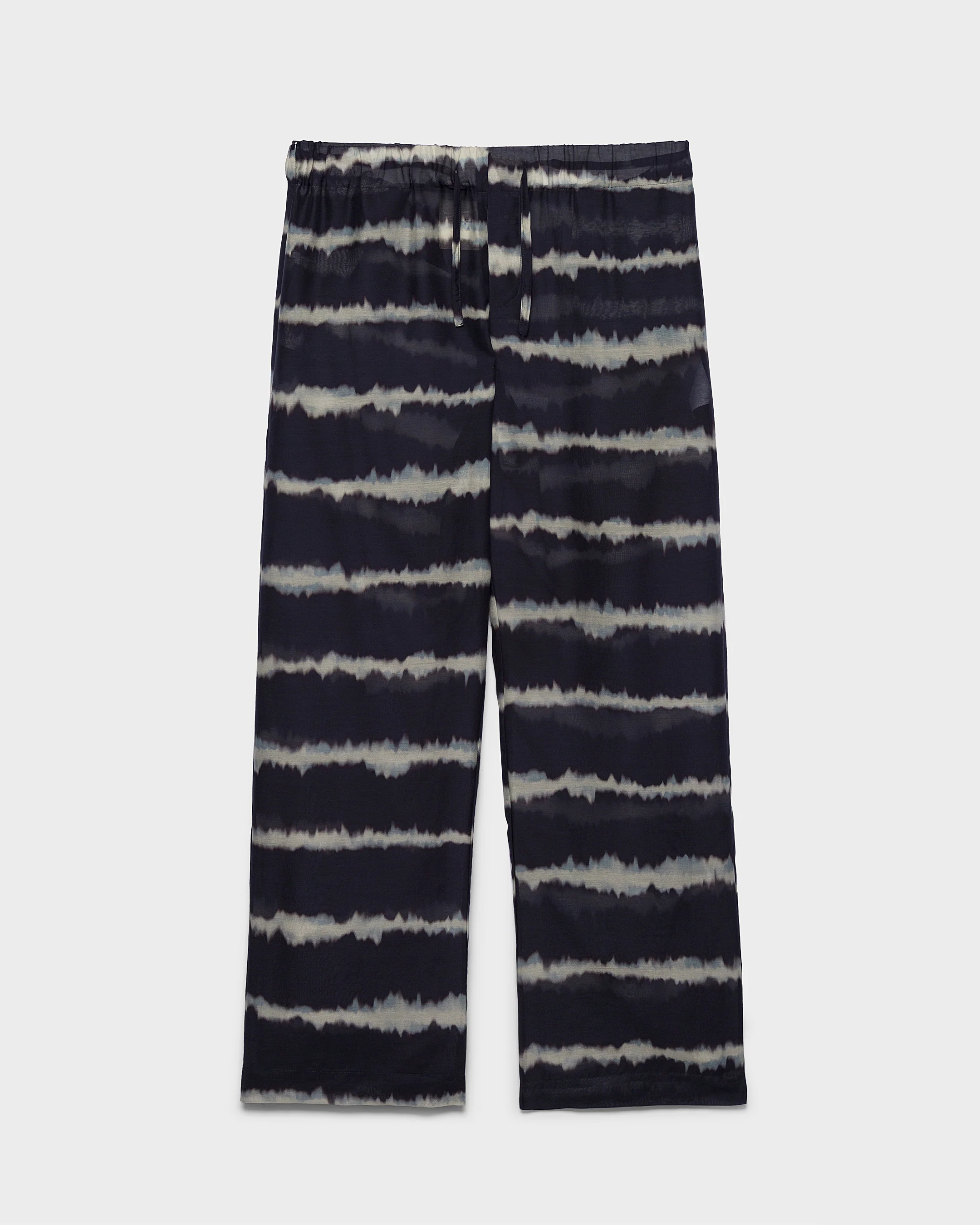 Printed Silk Cotton Voile Belem Trousers - V94BM - Midnight Shibori - Image 5
