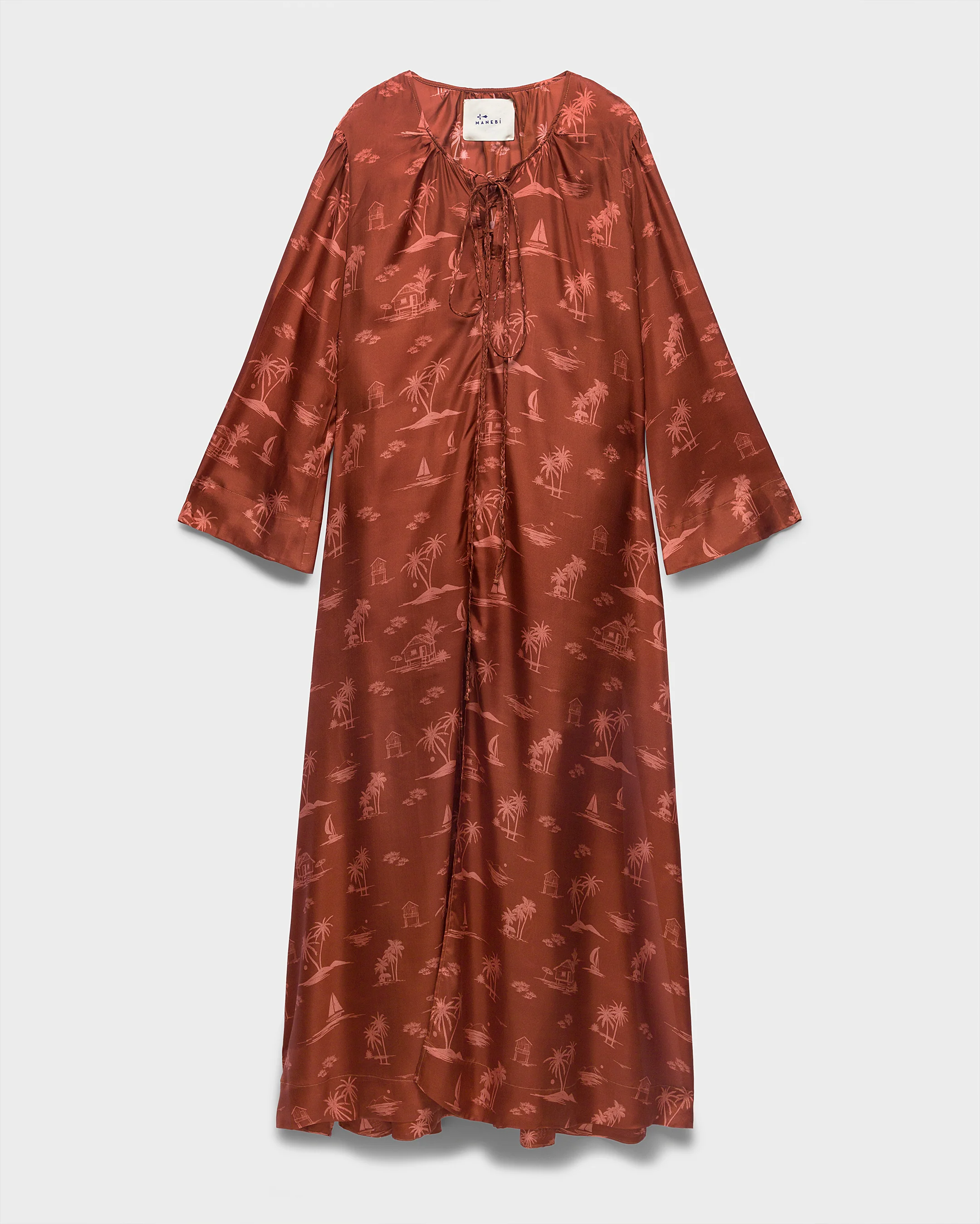 Printed Silk Hydra Dress - S76HY - Deep Rust Tropic Toile - Image 5