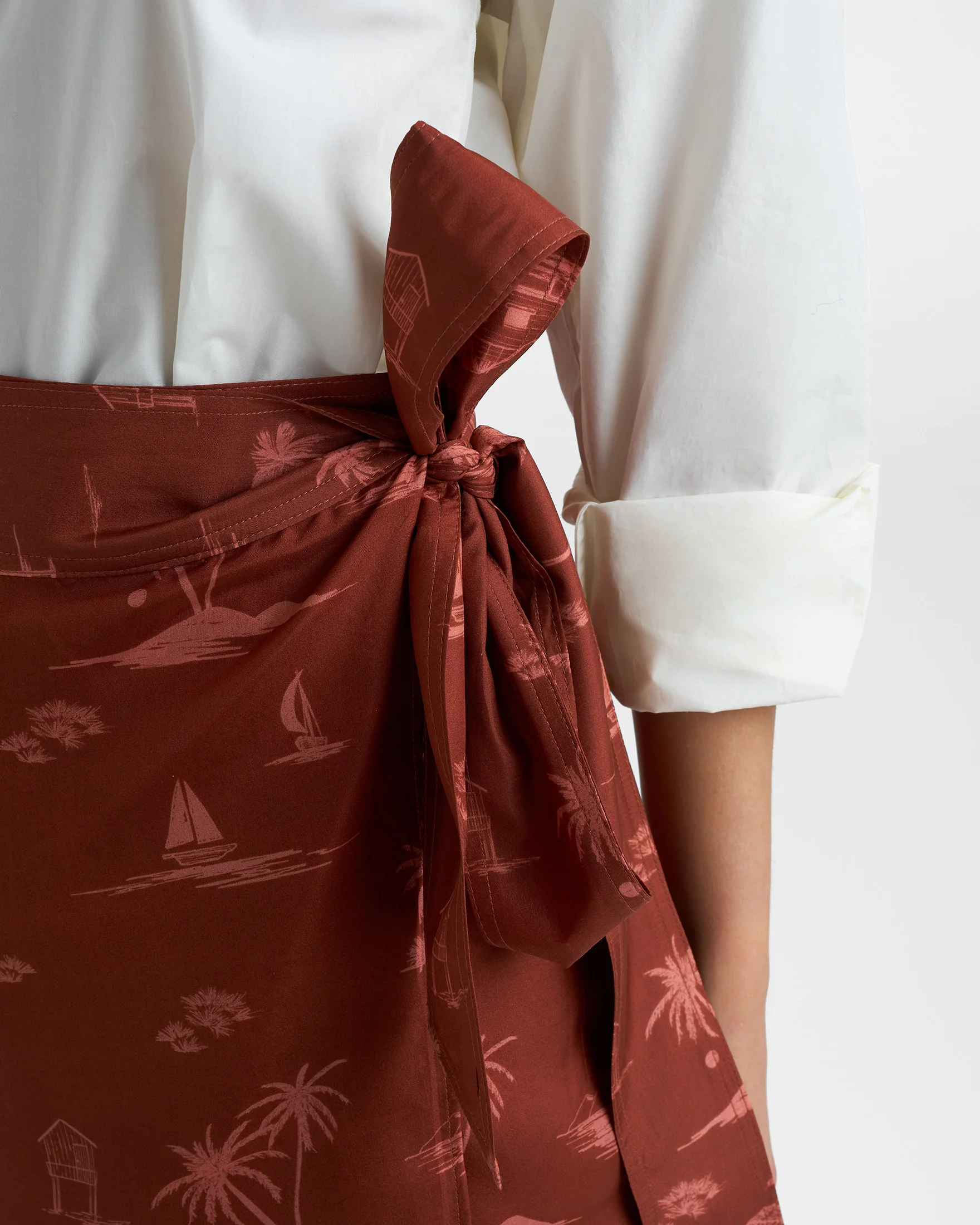 Printed Silk Lipso Skirt - S76FV - Deep Rust Tropic Toile - Image 3