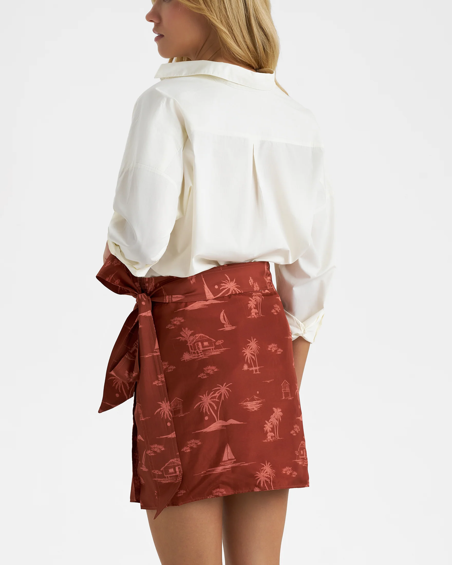Printed Silk Lipso Skirt - S76FV - Deep Rust Tropic Toile - Image 4