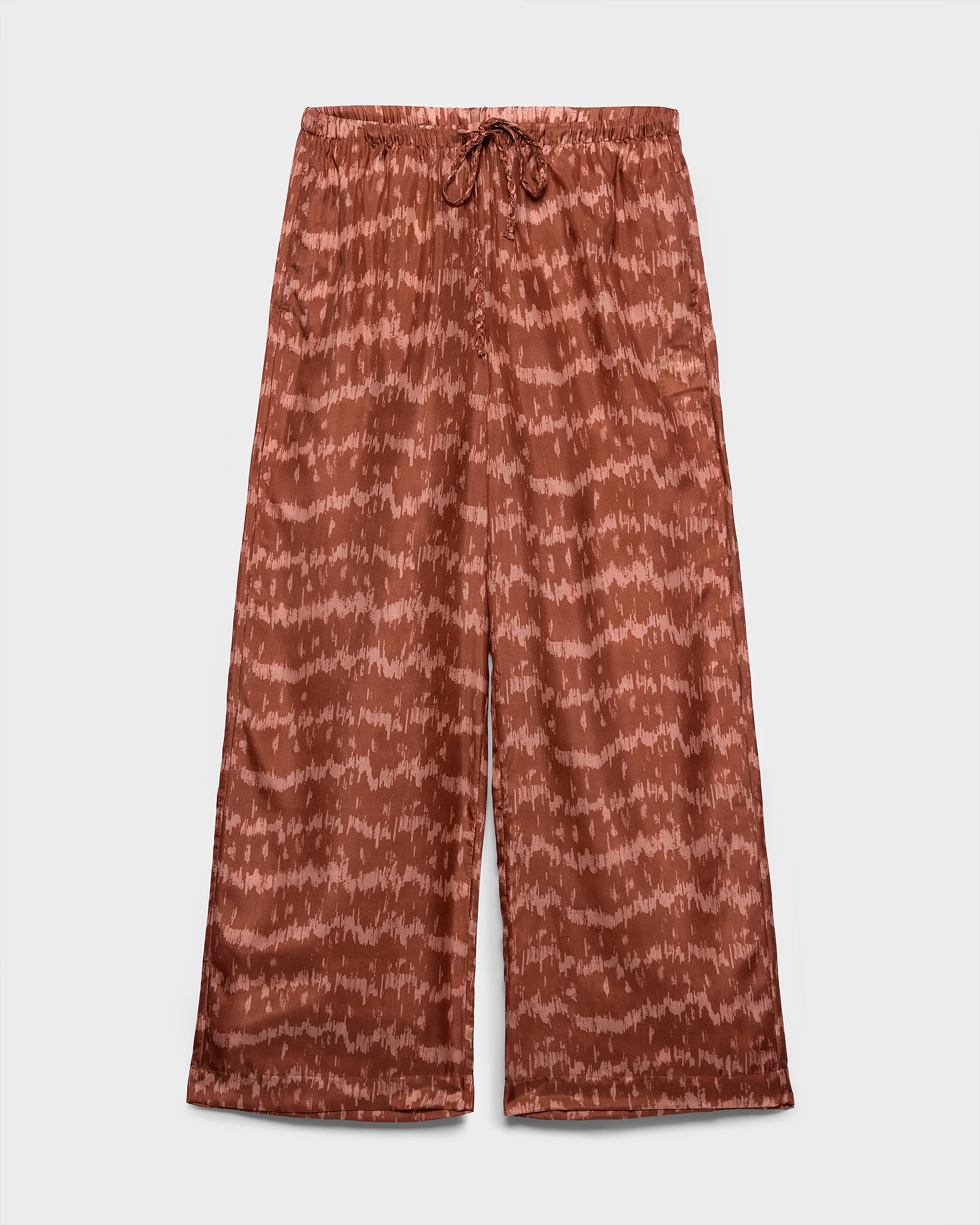 Printed Silk Marbella Trousers - S77FQ - Terracotta Tropical Waves - Image 5