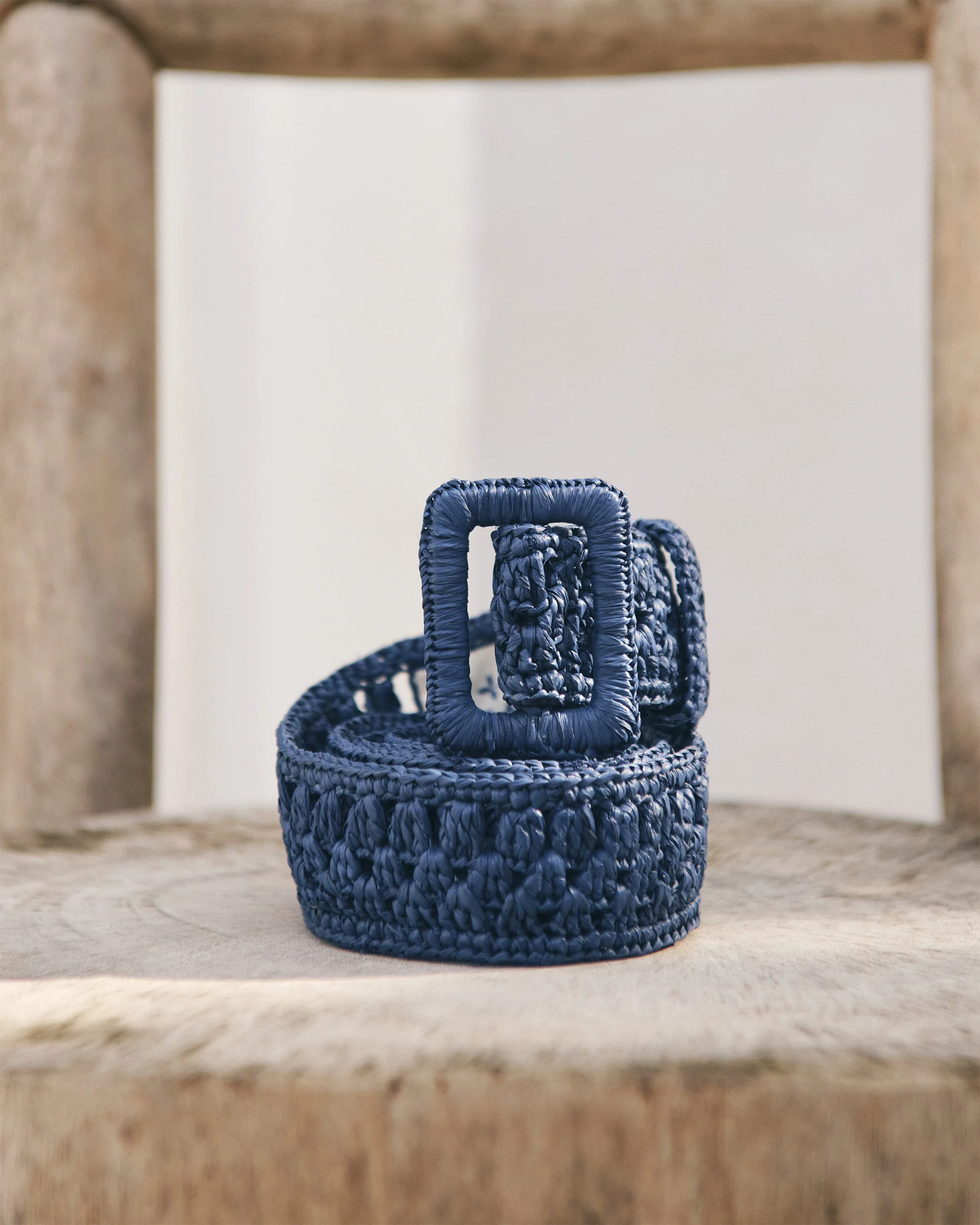 Weaving Raffia Belt - V30CN - Vintage Navy - Image 3