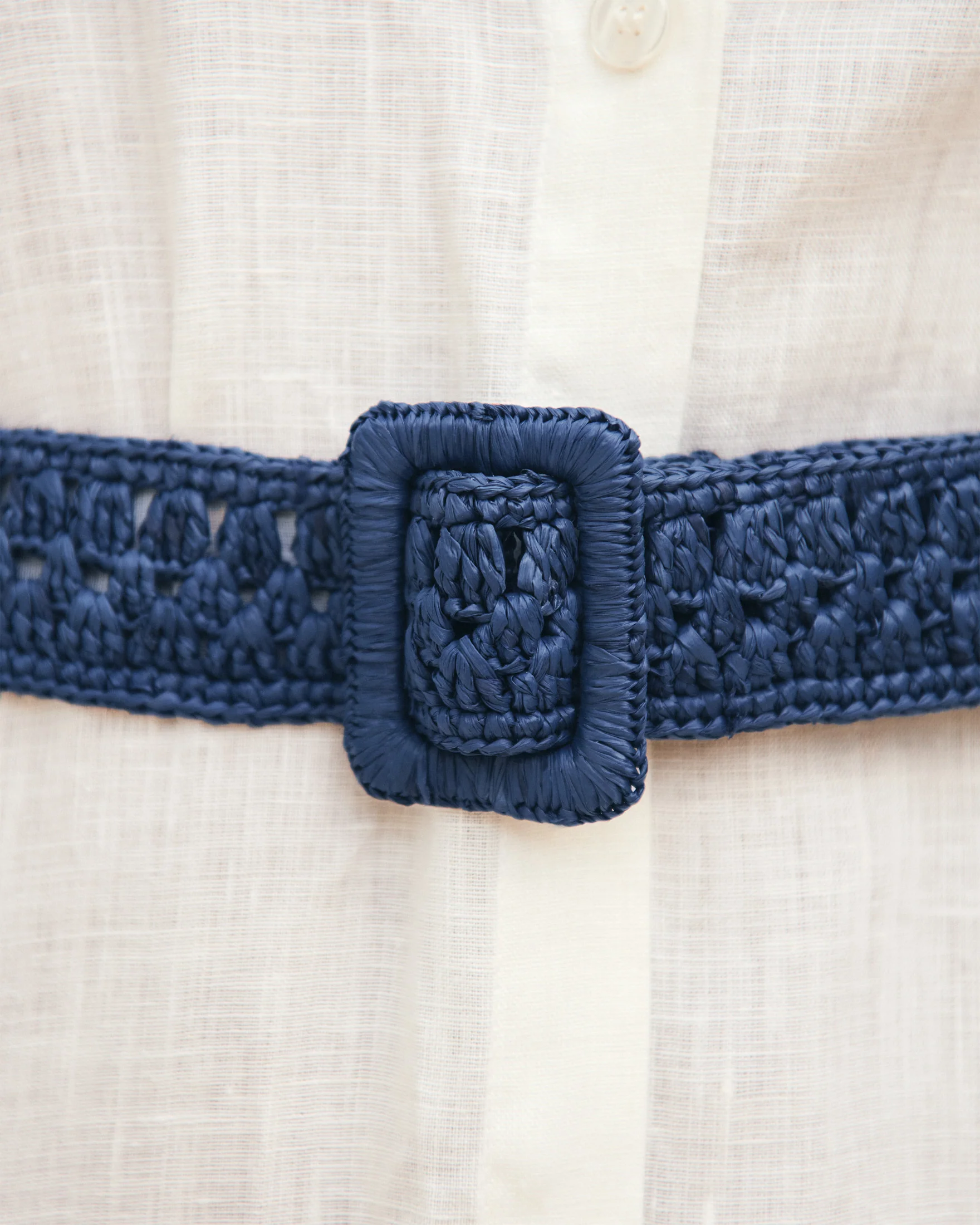 Weaving Raffia Belt - V30CN - Vintage Navy - Image 4