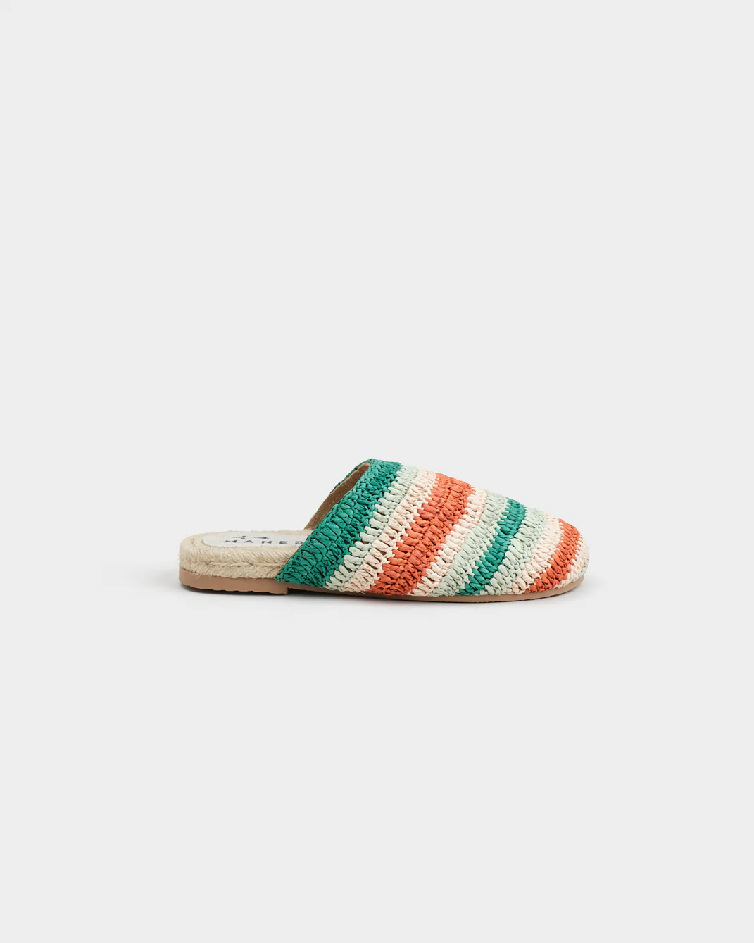 Raffia Crochet Jute Clog Mules - Q67Y0 - Yucatán Pastel Mint & Natural Stripes