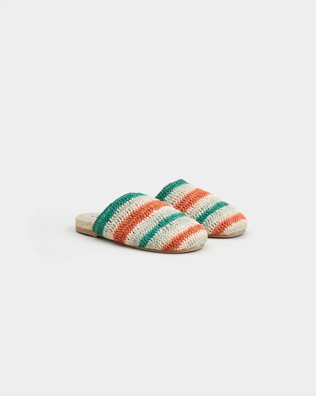 Raffia Crochet Jute Clog Mules - Q67Y0 - Yucatán Pastel Mint & Natural Stripes - Image 3
