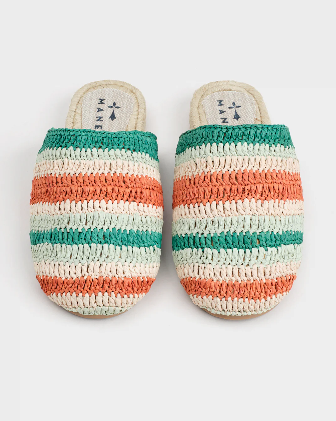 Raffia Crochet Jute Clog Mules - Q67Y0 - Yucatán Pastel Mint & Natural Stripes - Image 4