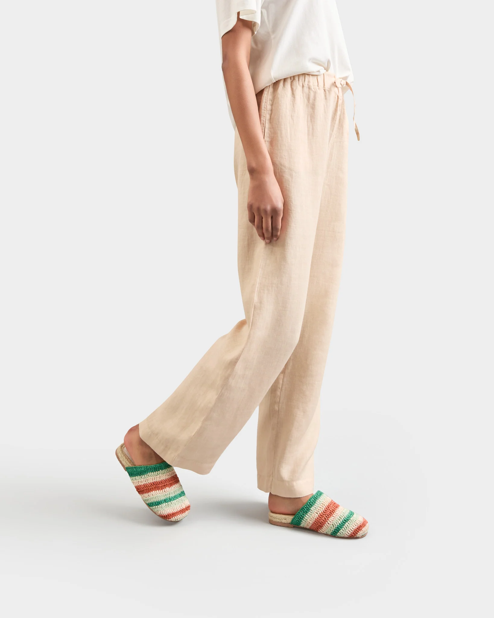 Raffia Crochet Jute Clog Mules - Q67Y0 - Yucatán Pastel Mint & Natural Stripes - Image 5