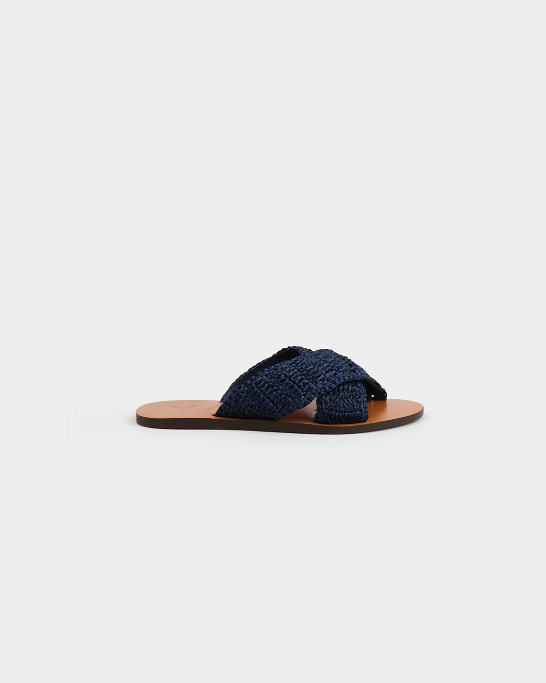 Raffia Leather Sandals - Q54Y0 - Yucatán Patriot Blue Crossed Bands
