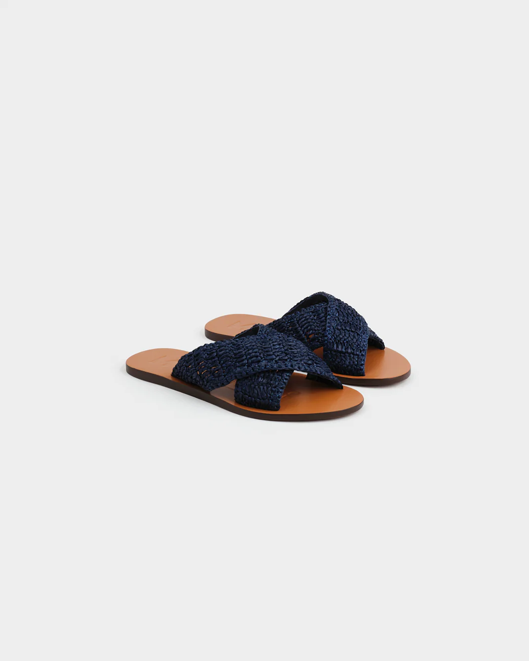 Raffia Leather Sandals - Q54Y0 - Yucatán Patriot Blue Crossed Bands - Image 3