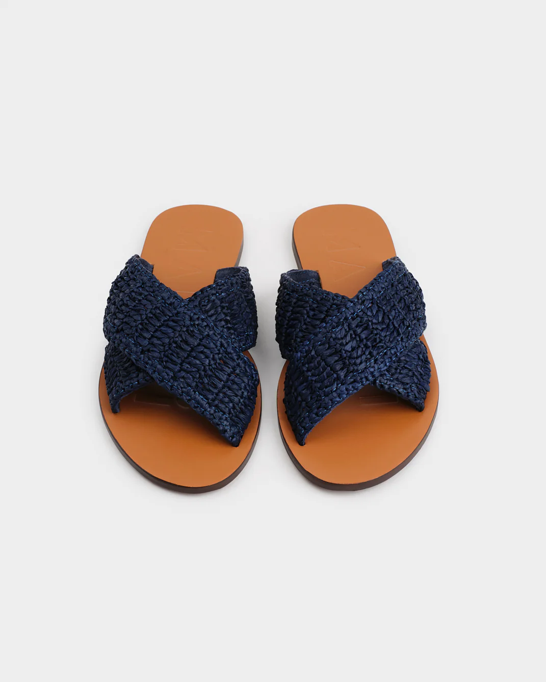 Raffia Leather Sandals - Q54Y0 - Yucatán Patriot Blue Crossed Bands - Image 4