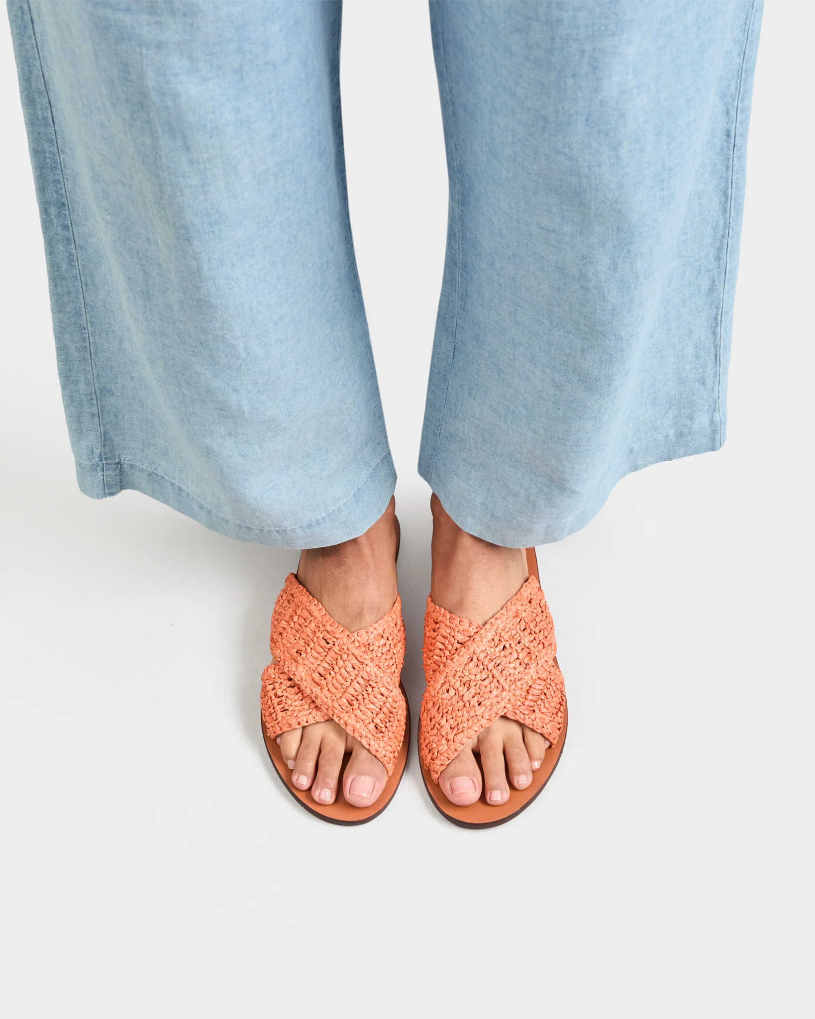 Raffia Leather Sandals - Q57Y0 - Yucatán Terracotta Crossed Bands - Image 2