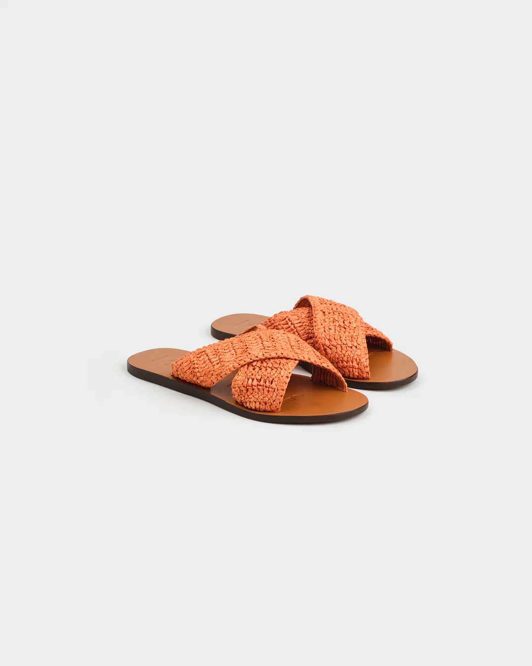 Raffia Leather Sandals - Q57Y0 - Yucatán Terracotta Crossed Bands - Image 3