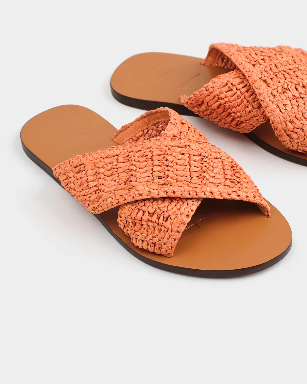 Raffia Leather Sandals - Q57Y0 - Yucatán Terracotta Crossed Bands - Image 4