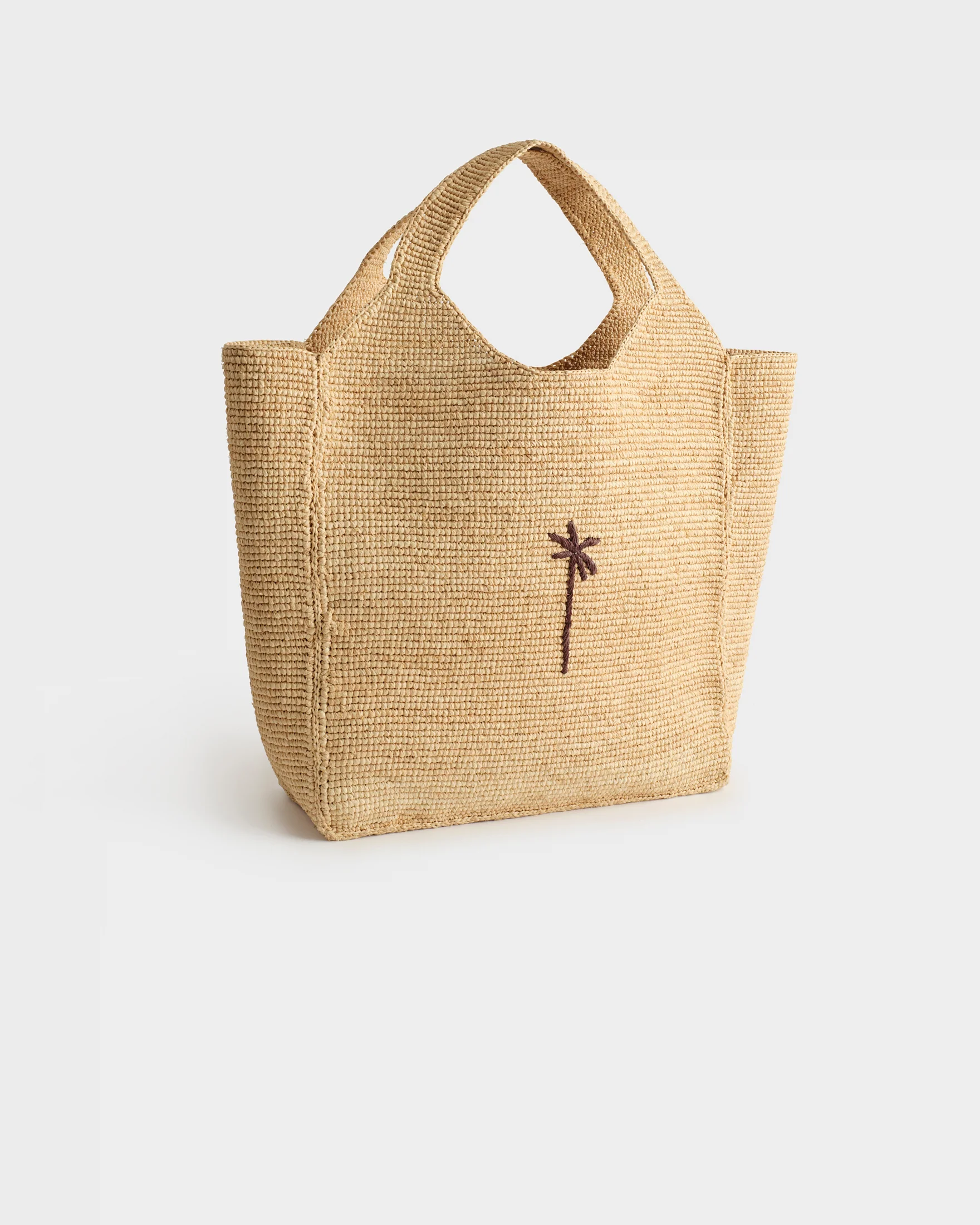 Raffia Maxi Tote - V88DN - Natural With Chocolate Palm - Image 3