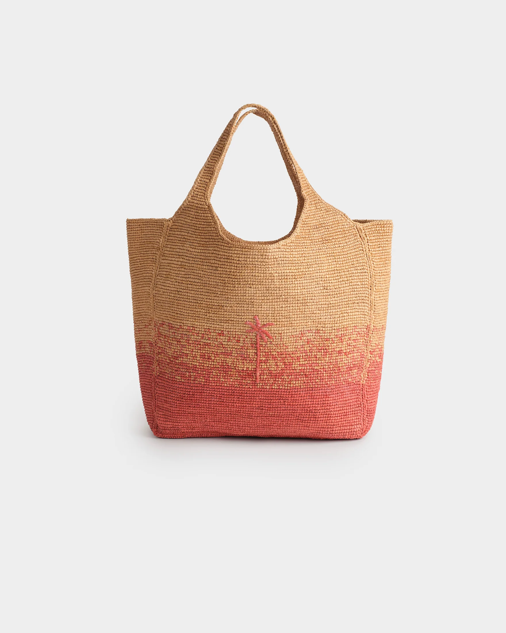 Raffia Maxi Tote - V96DN - Rust Dégradé With Rust Palm