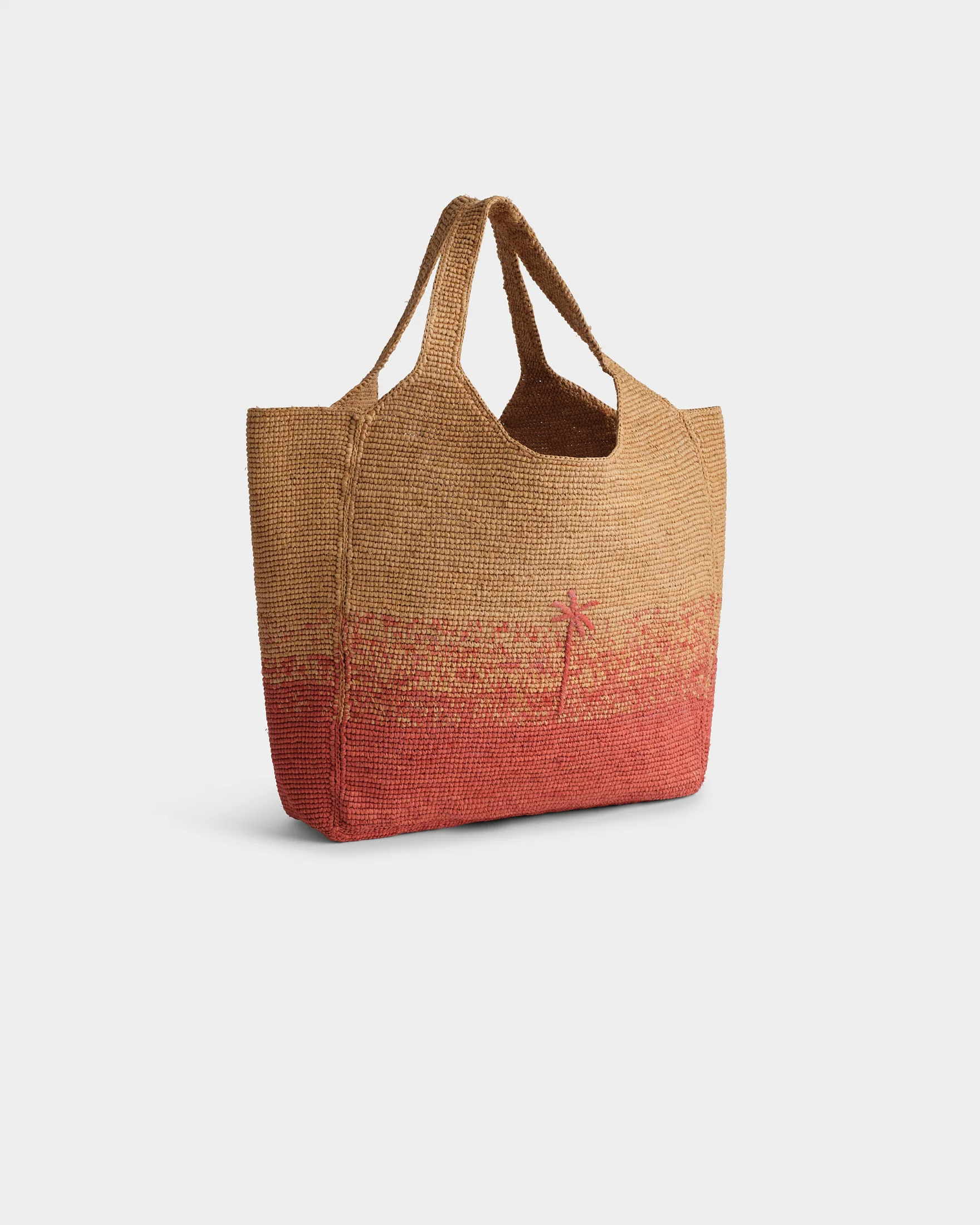 Raffia Maxi Tote - V96DN - Rust Dégradé With Rust Palm - Image 2
