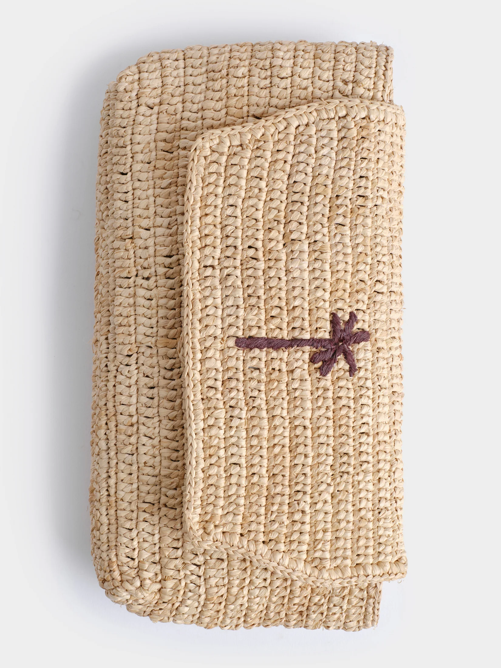 Raffia Pouch Bag - V88DM - Natural With Chocolate Palm - Image 4