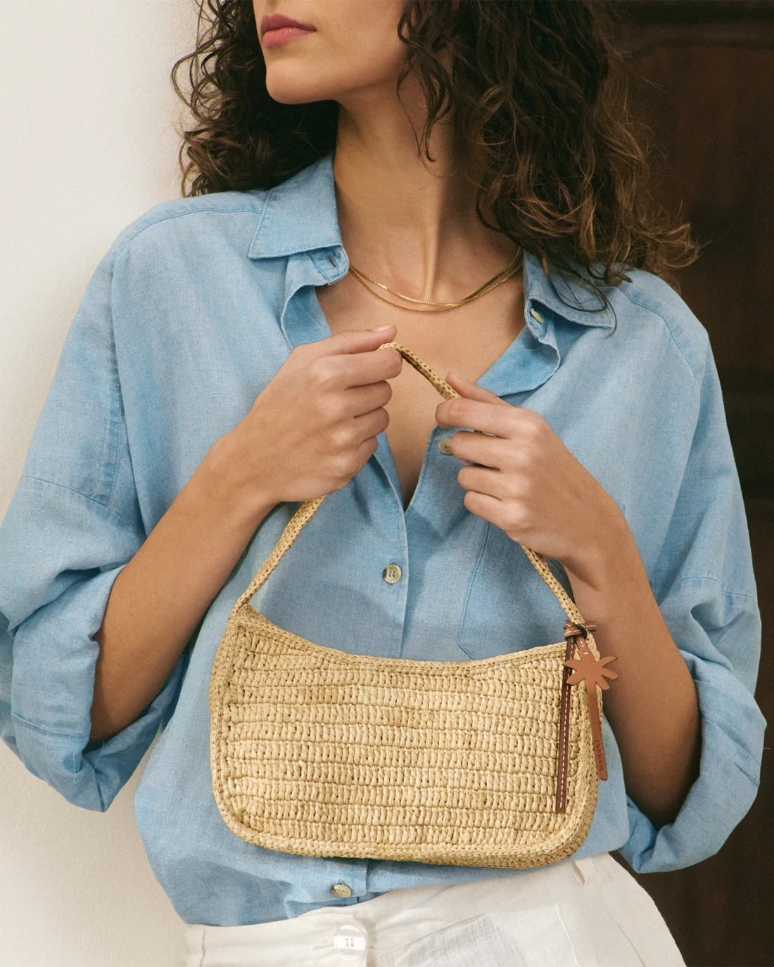 Raffia Shoulder Bag - V88DP - Natural - Image 4